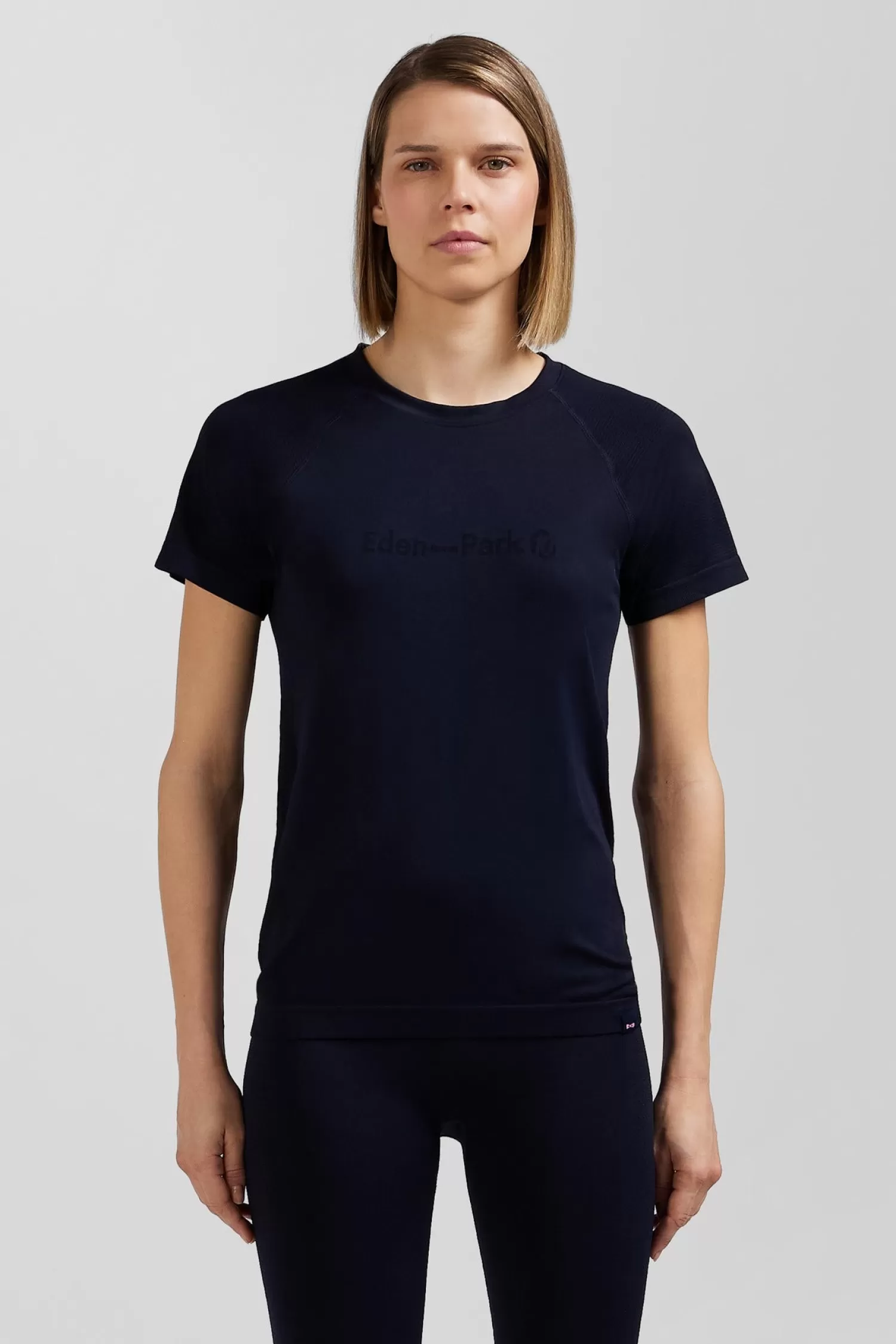 Eden Park Navy blue short-sleeved sports T-shirt with striped details<Women T-shirts