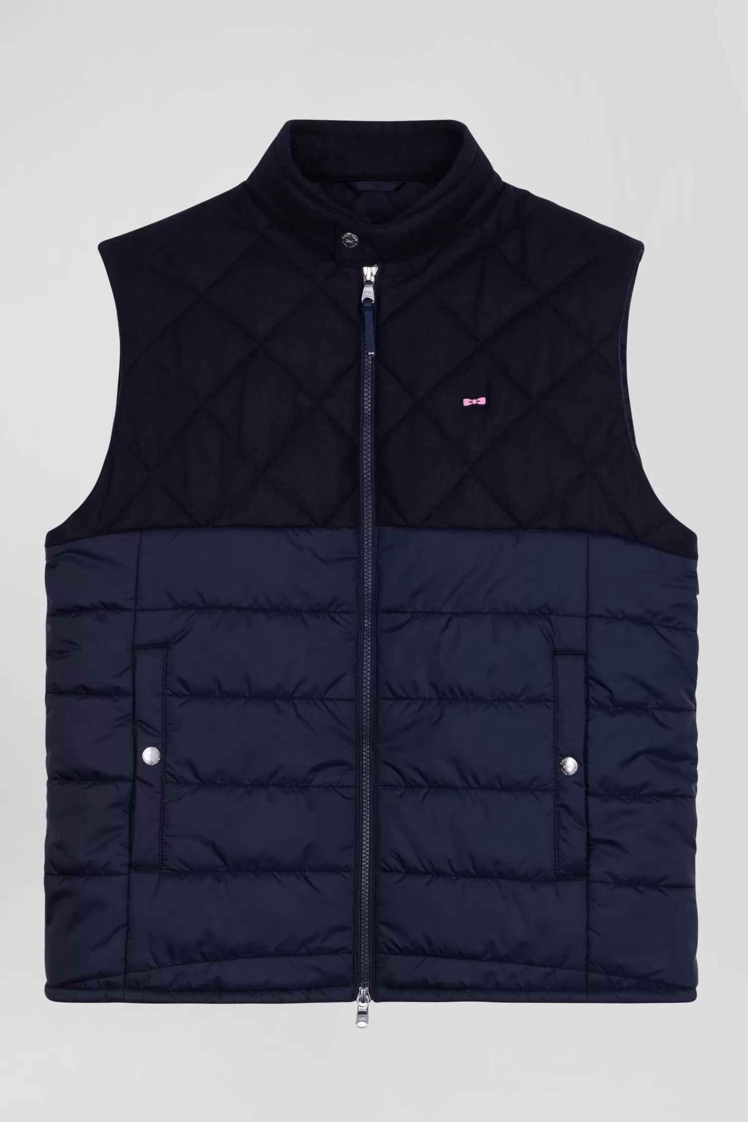 Eden Park Navy blue sleeveless double quilted high collar down vest< Coats And Jackets