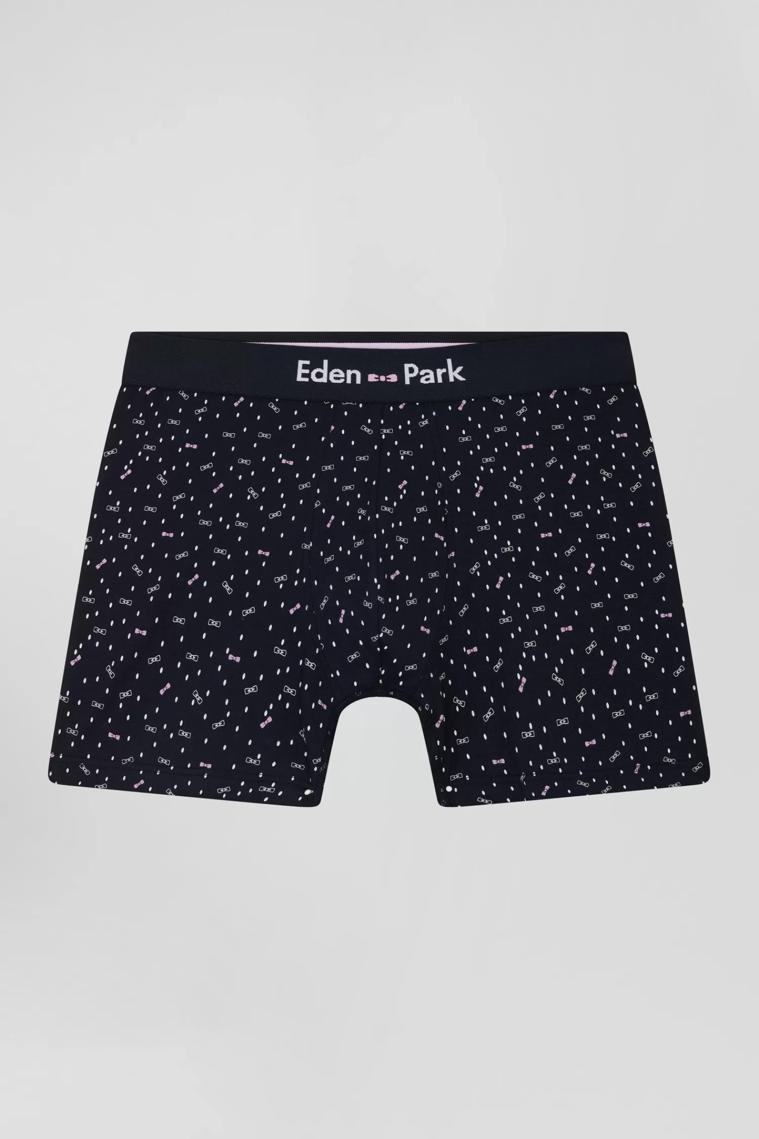 Eden Park Navy blue stretch cotton boxers with micro bow tie patterns< Underwear