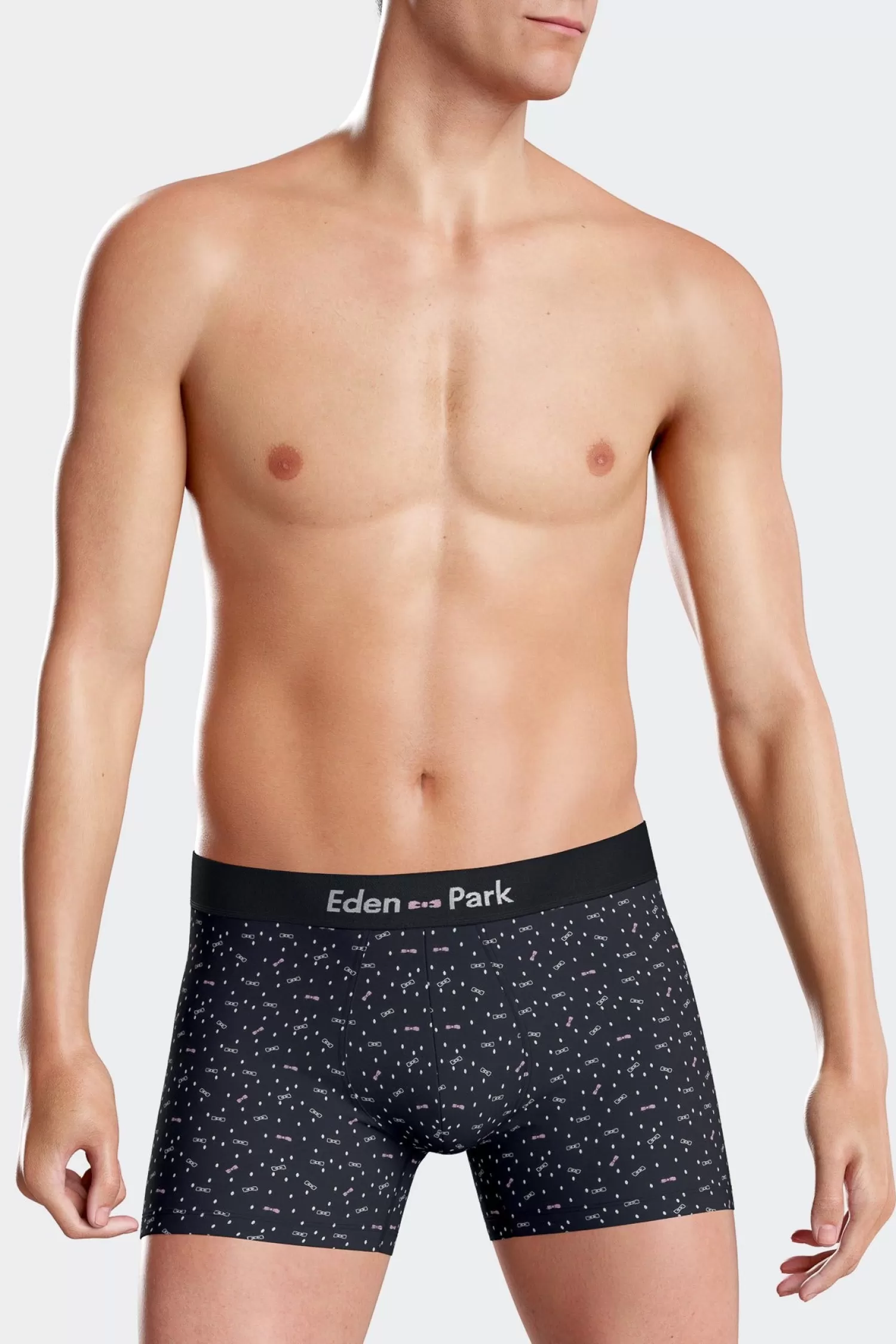 Eden Park Navy blue stretch cotton boxers with micro bow tie patterns< Underwear