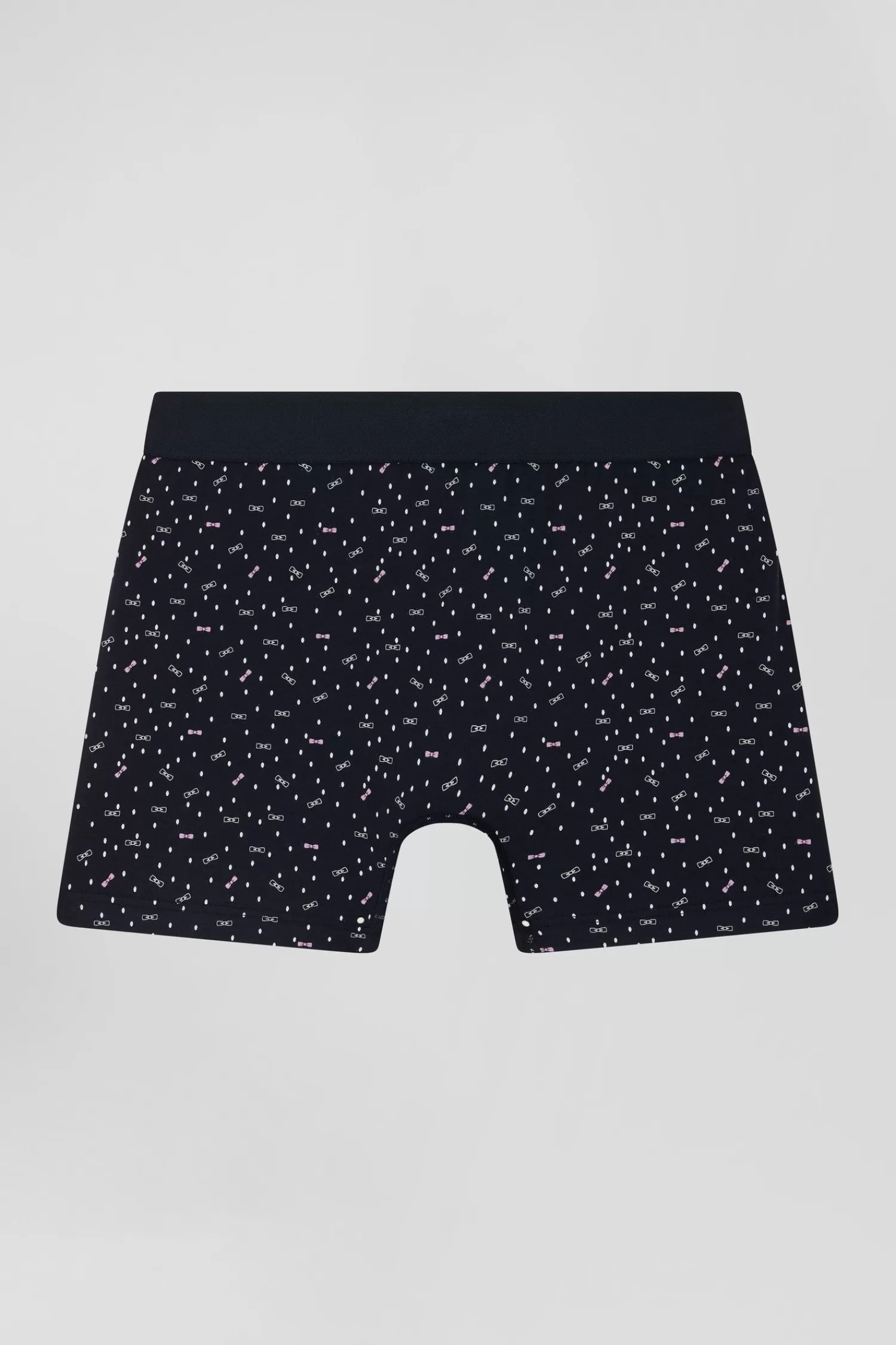 navy_blue_stretch_cotton_boxers_with_micro_bow_tie_patterns_2.webp Eden Park Navy blue stretch cotton boxers with micro bow tie patterns< Underwear