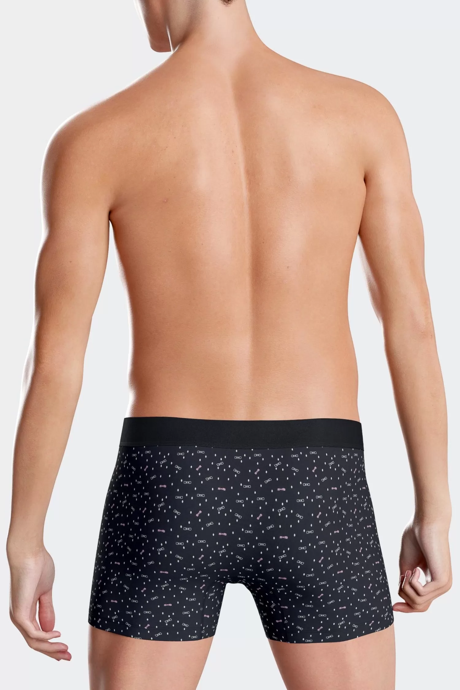 navy_blue_stretch_cotton_boxers_with_micro_bow_tie_patterns_3.webp Eden Park Navy blue stretch cotton boxers with micro bow tie patterns< Underwear