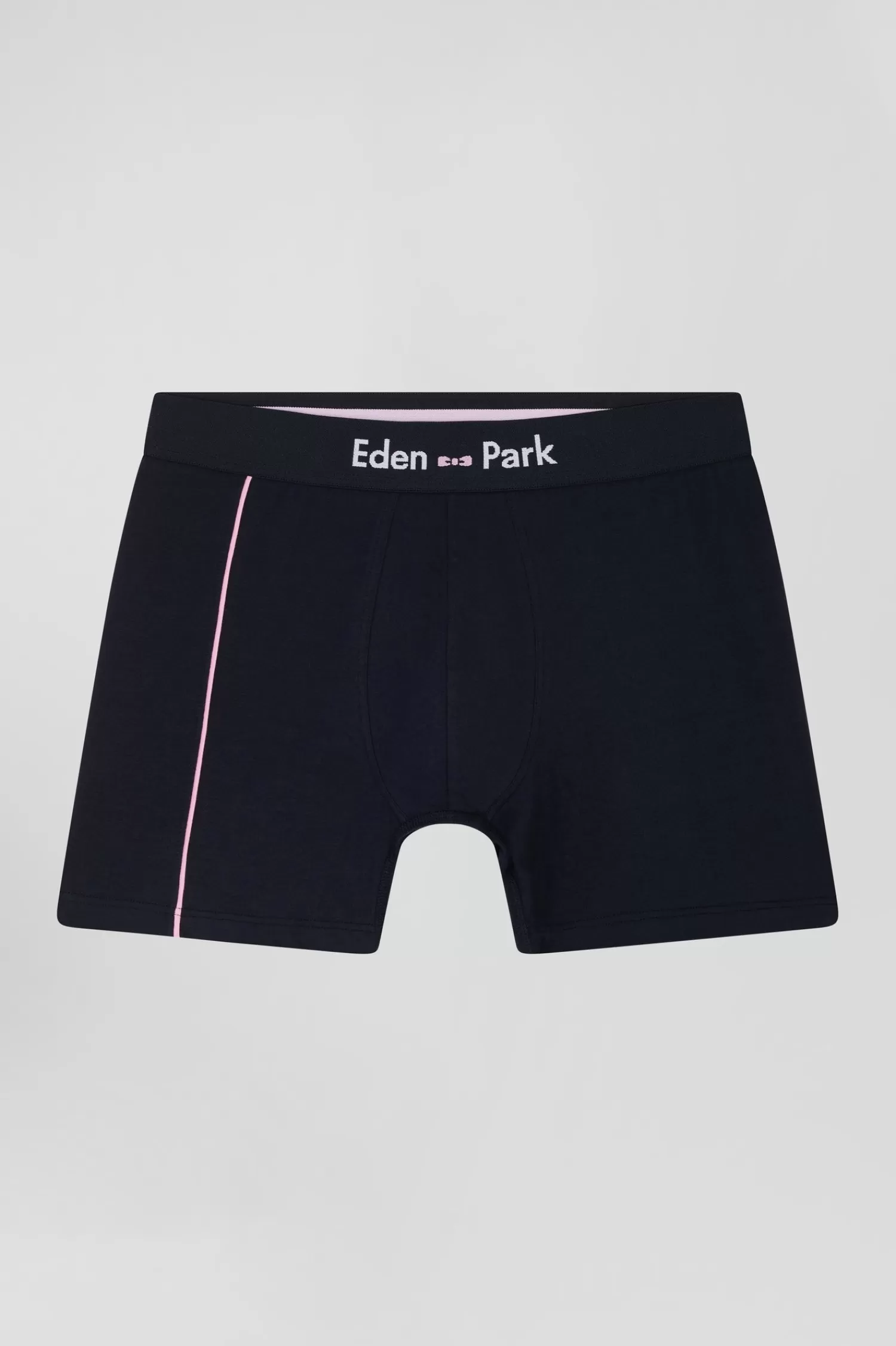 Eden Park Navy blue stretch cotton boxers with pink piping< Underwear