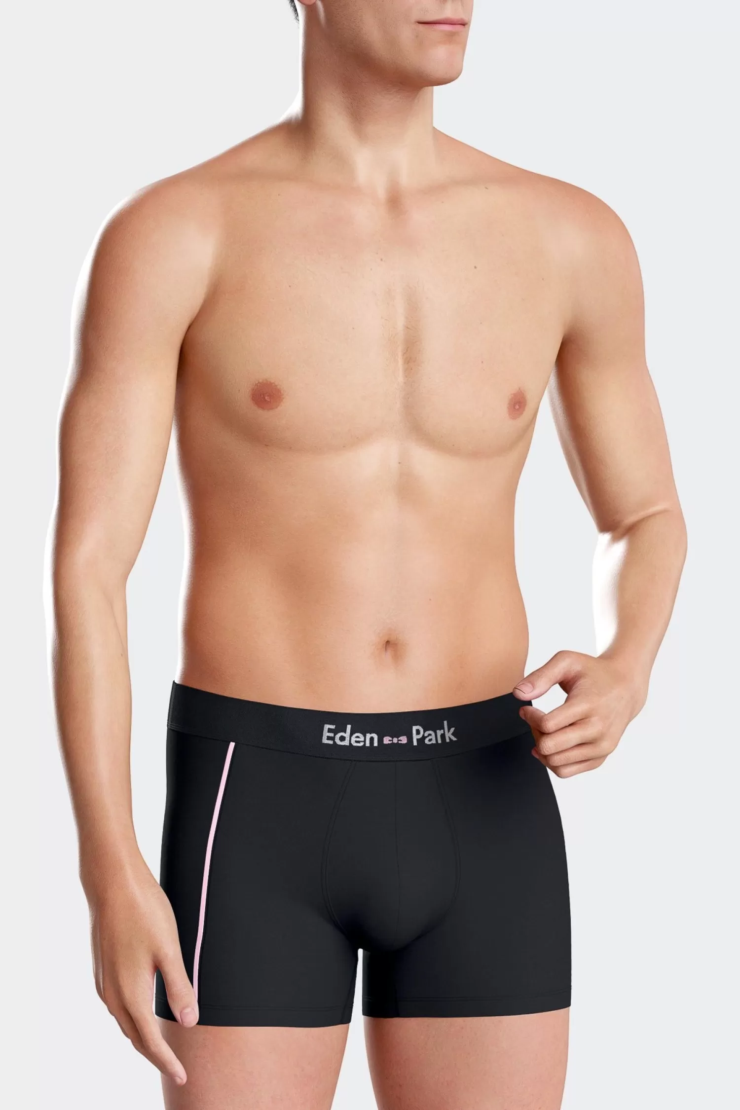 Eden Park Navy blue stretch cotton boxers with pink piping< Underwear