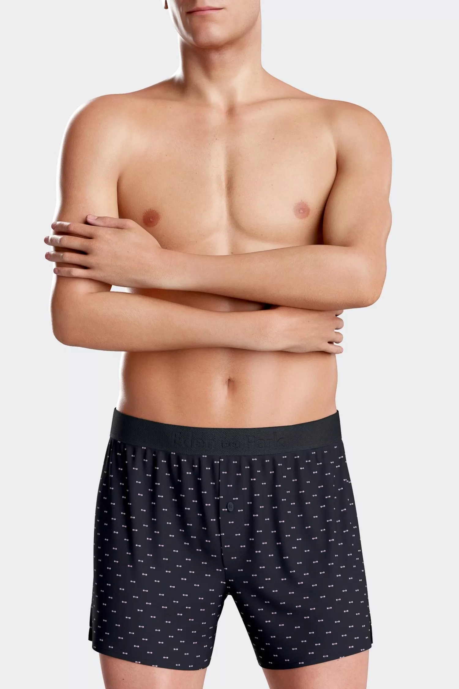 Eden Park Navy blue stretch cotton jersey boxers with micro patterns< Underwear