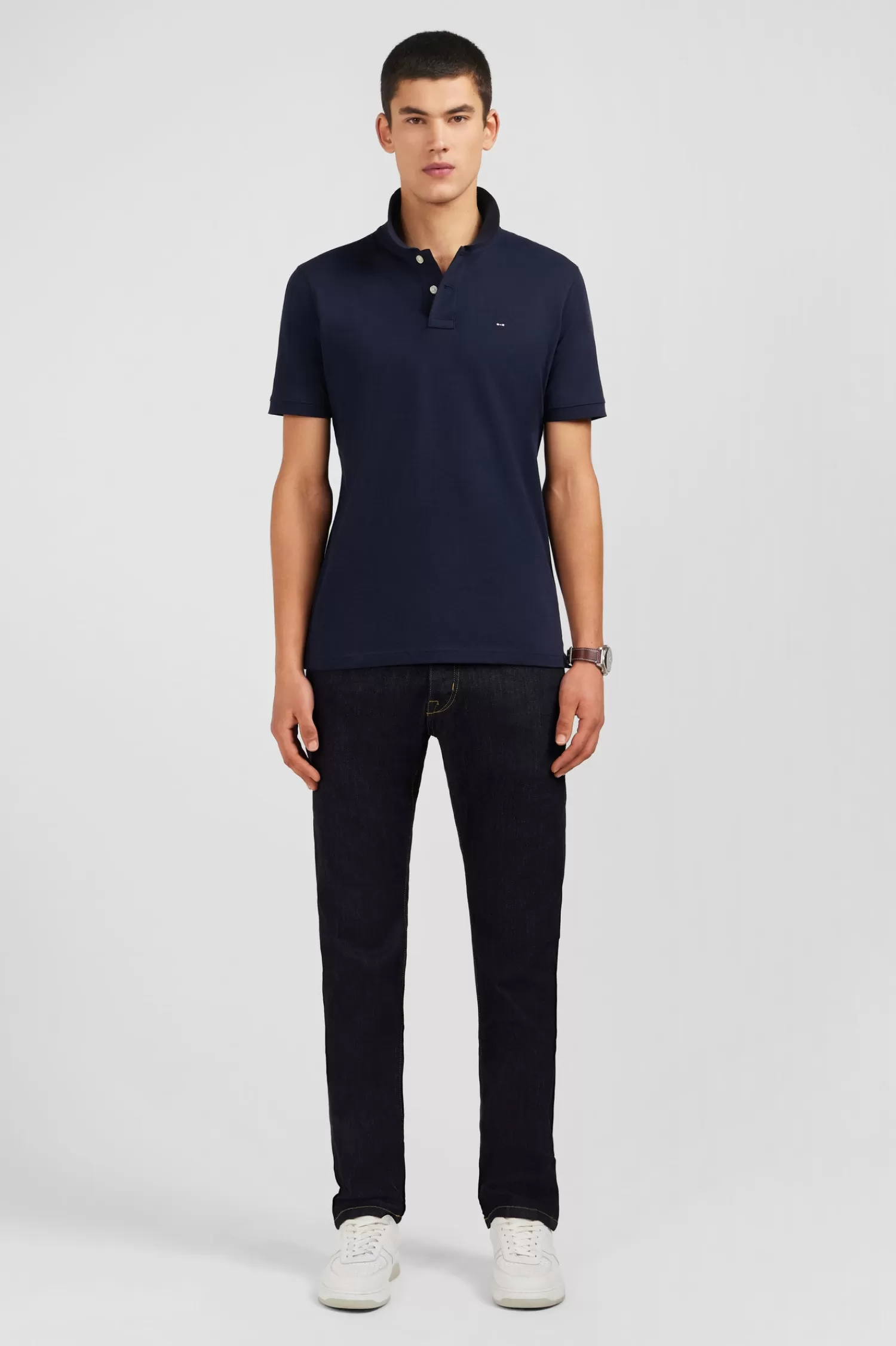 Eden Park Navy blue stretch pima cotton polo< Polos