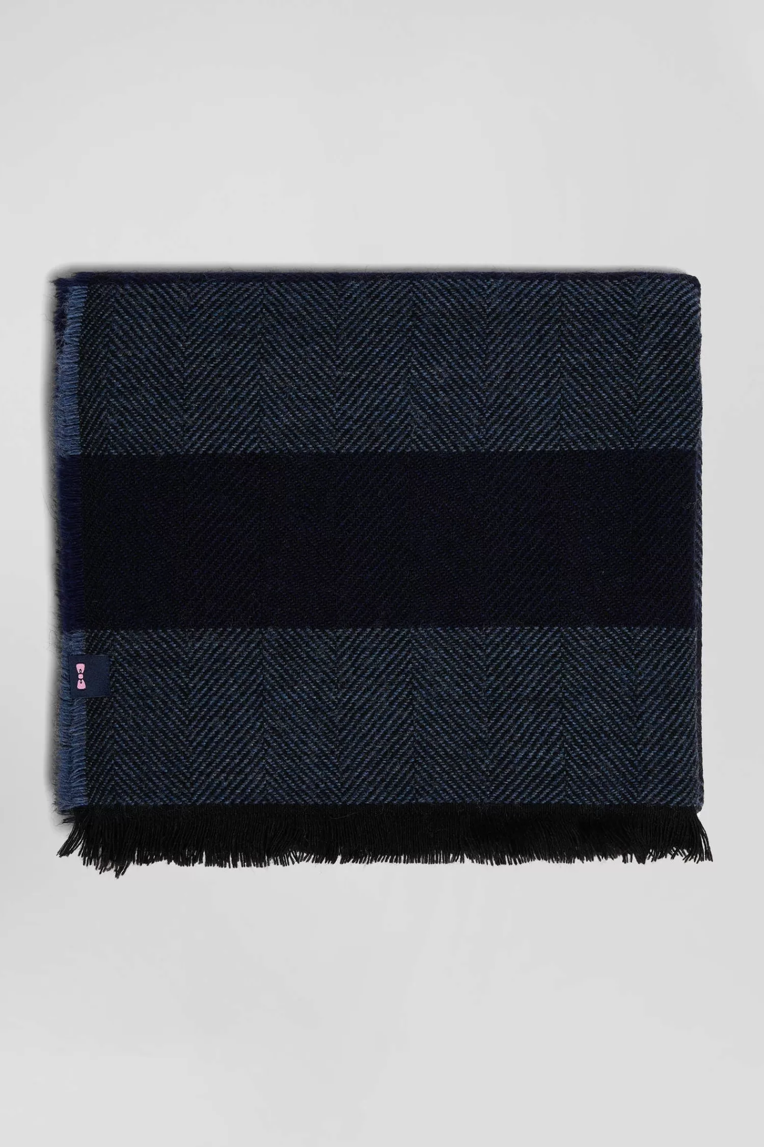 navy_blue_striped_mixed_wool_large_scarf_2.webp Eden Park Navy blue striped mixed wool large scarf< Scarves And Wraps