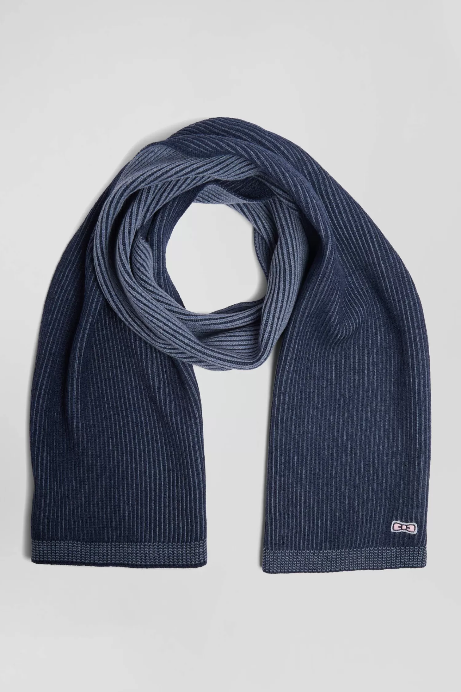 Eden Park Navy blue striped wool and cotton scarf< Scarves And Wraps