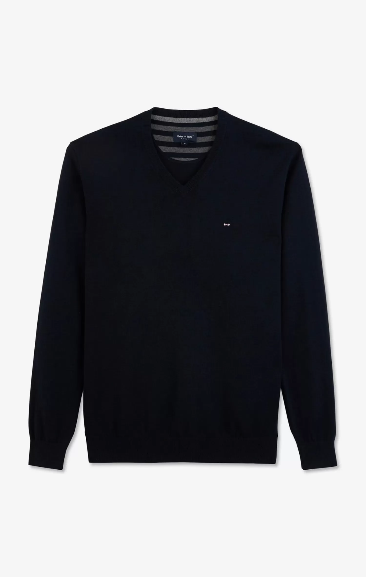 Eden Park Navy blue V-neck cotton jersey jumper< Sweaters