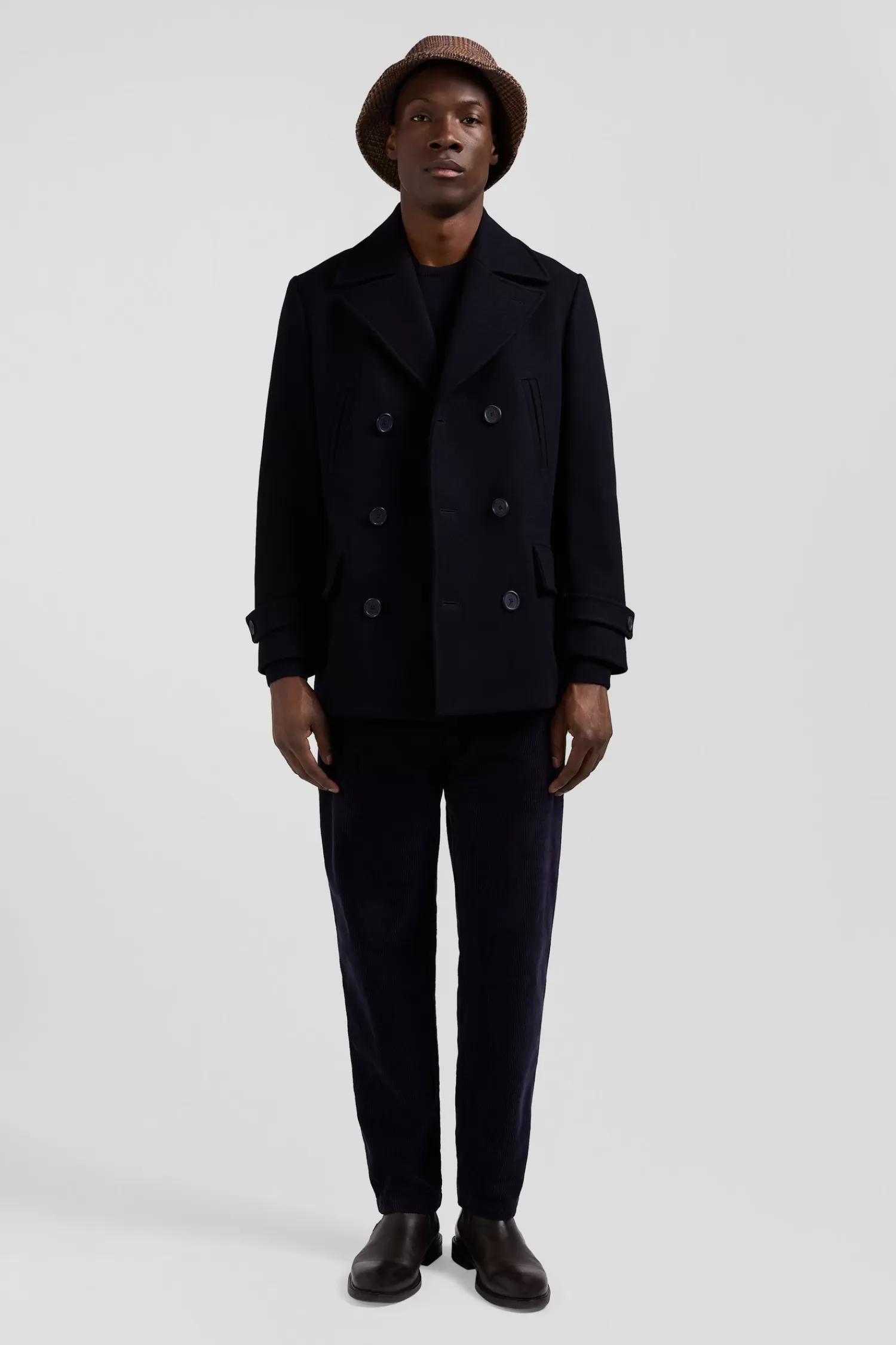 Eden Park Navy blue wool blend pea coat< Coats And Jackets