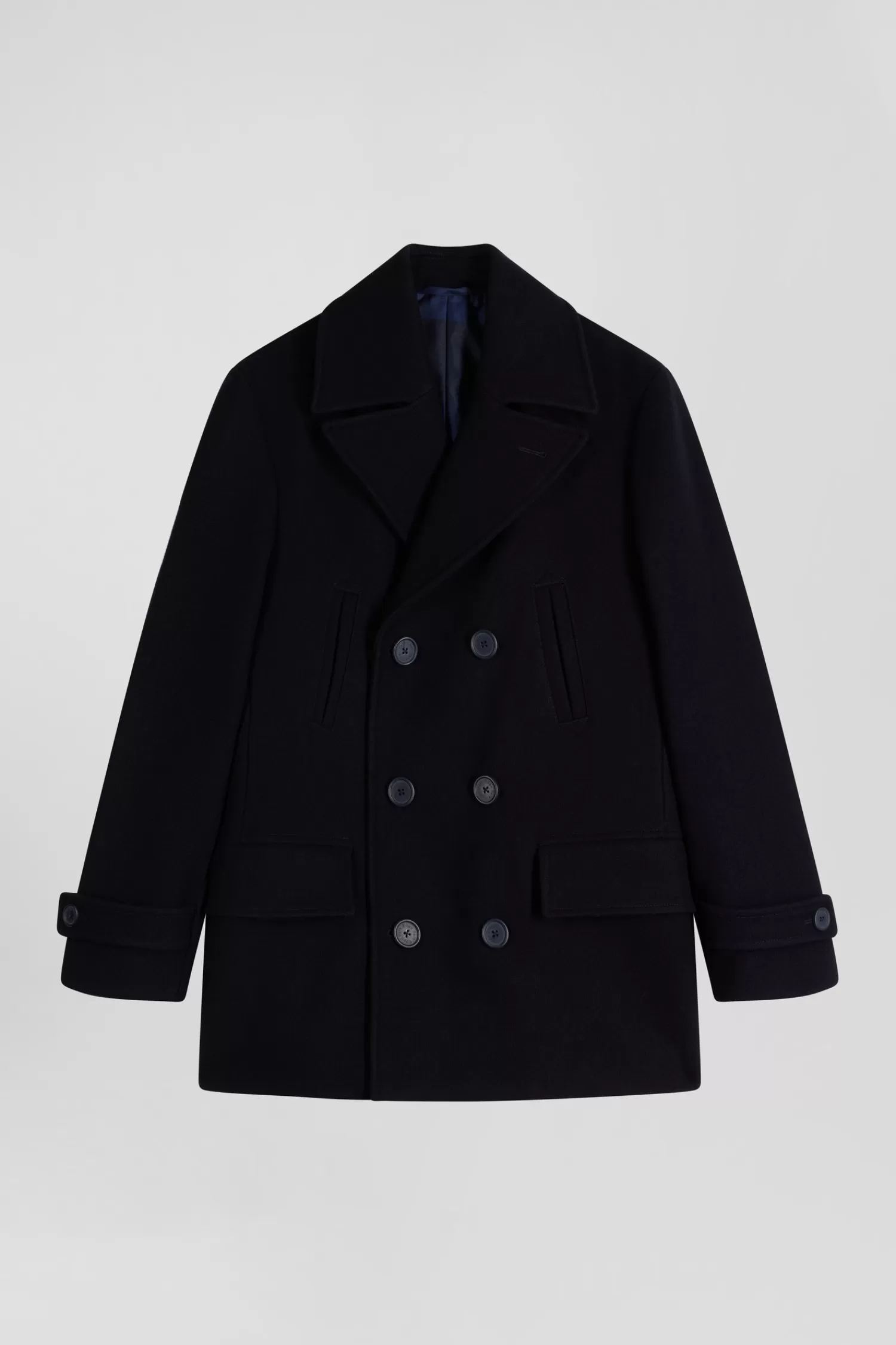 Eden Park Navy blue wool blend pea coat< Coats And Jackets