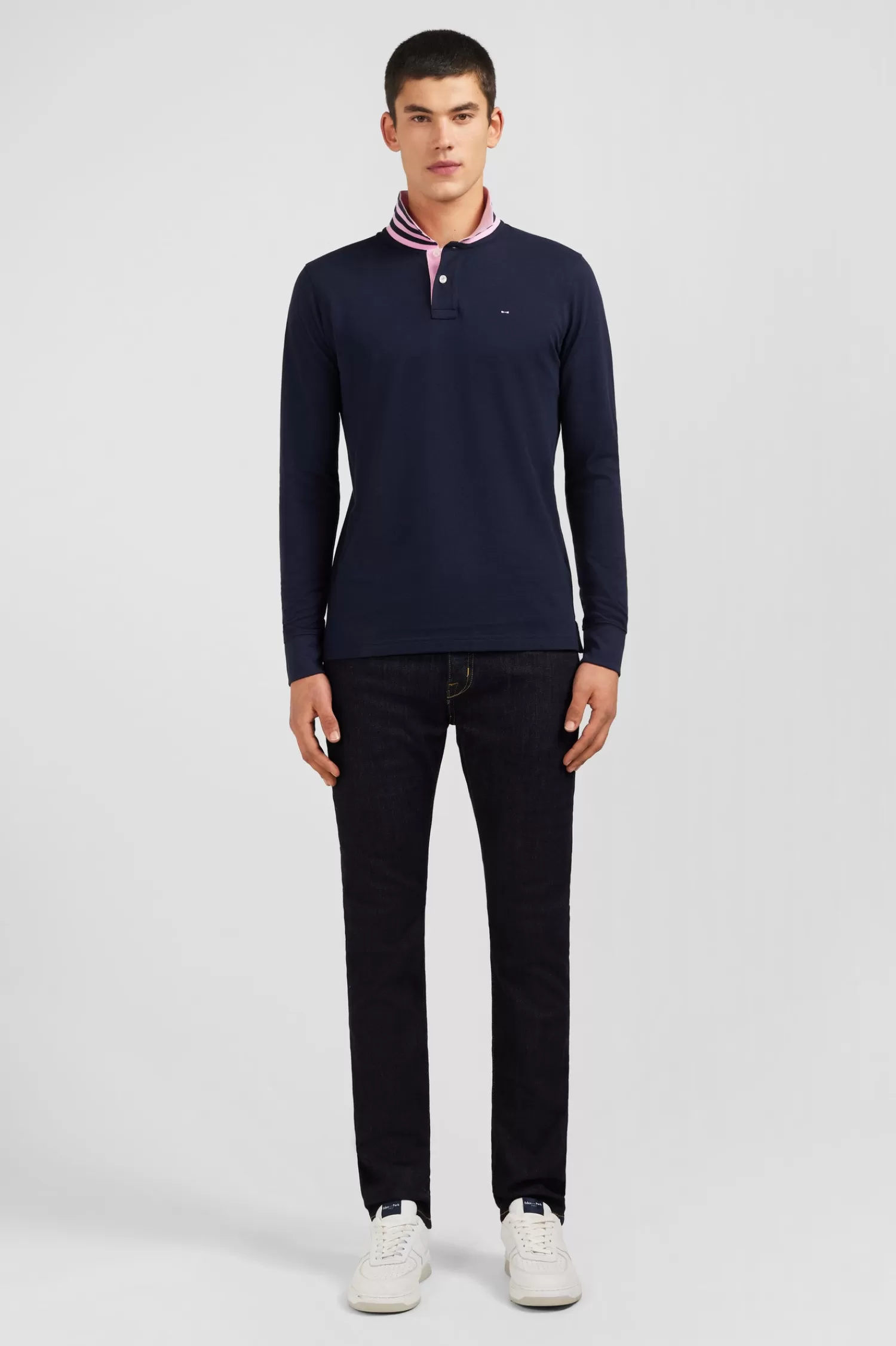 Eden Park Navy cotton polo with contrasting neck< Polos