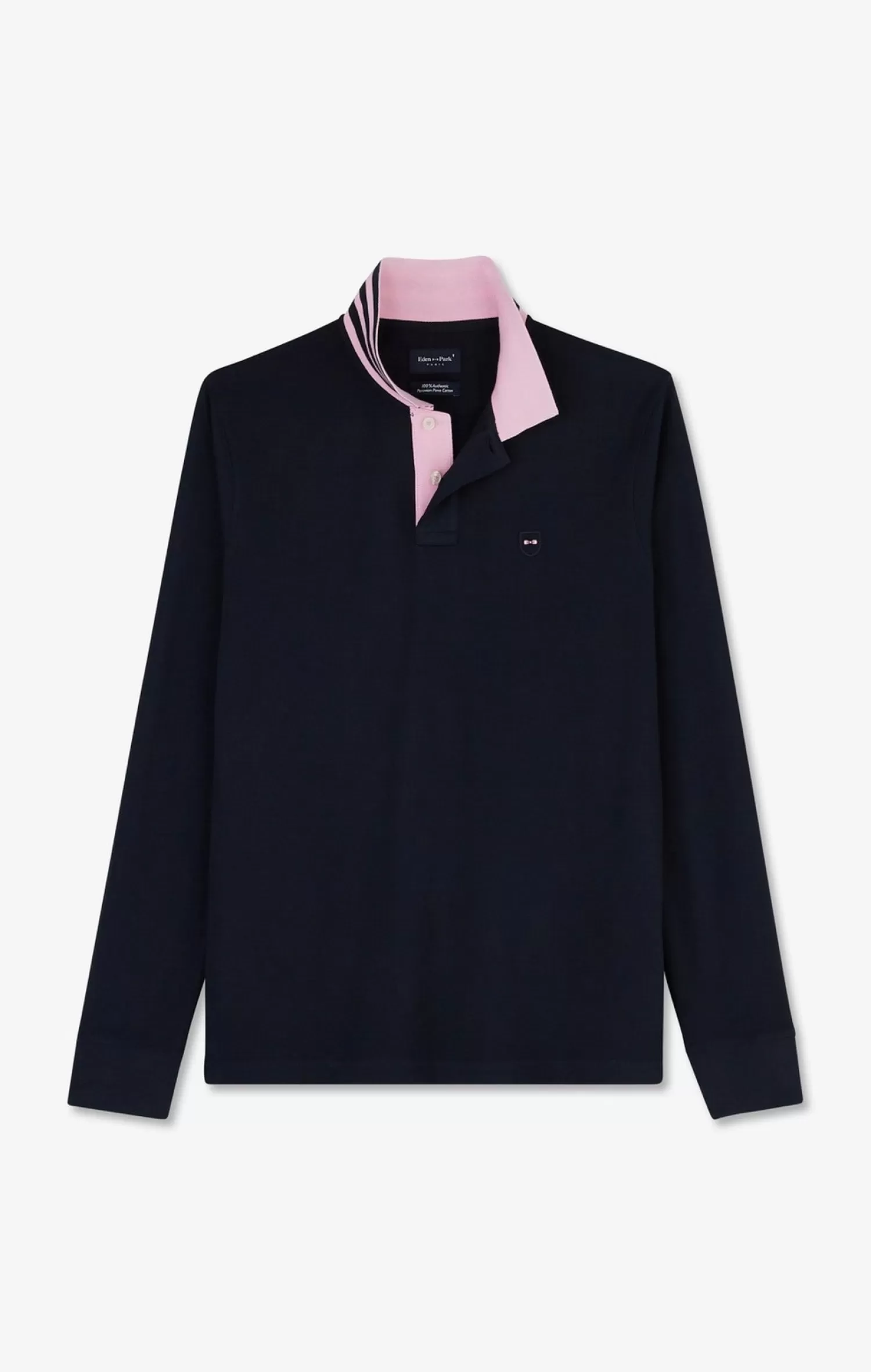 Eden Park Navy cotton polo with contrasting neck< Polos