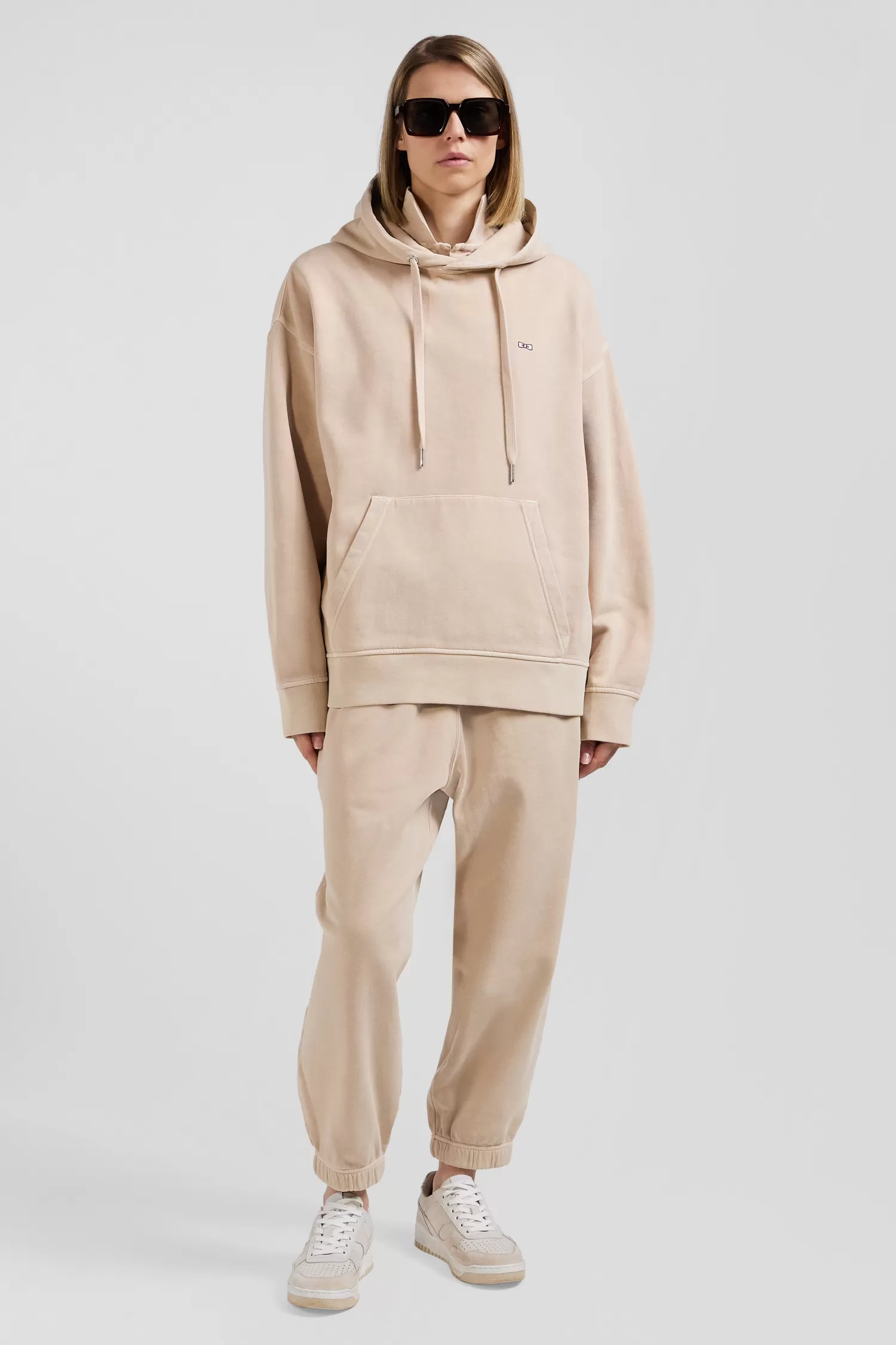 Eden Park Oversize beige unisex dyed cotton fleece hoodie<Women Sweatshirts | Sweatshirts
