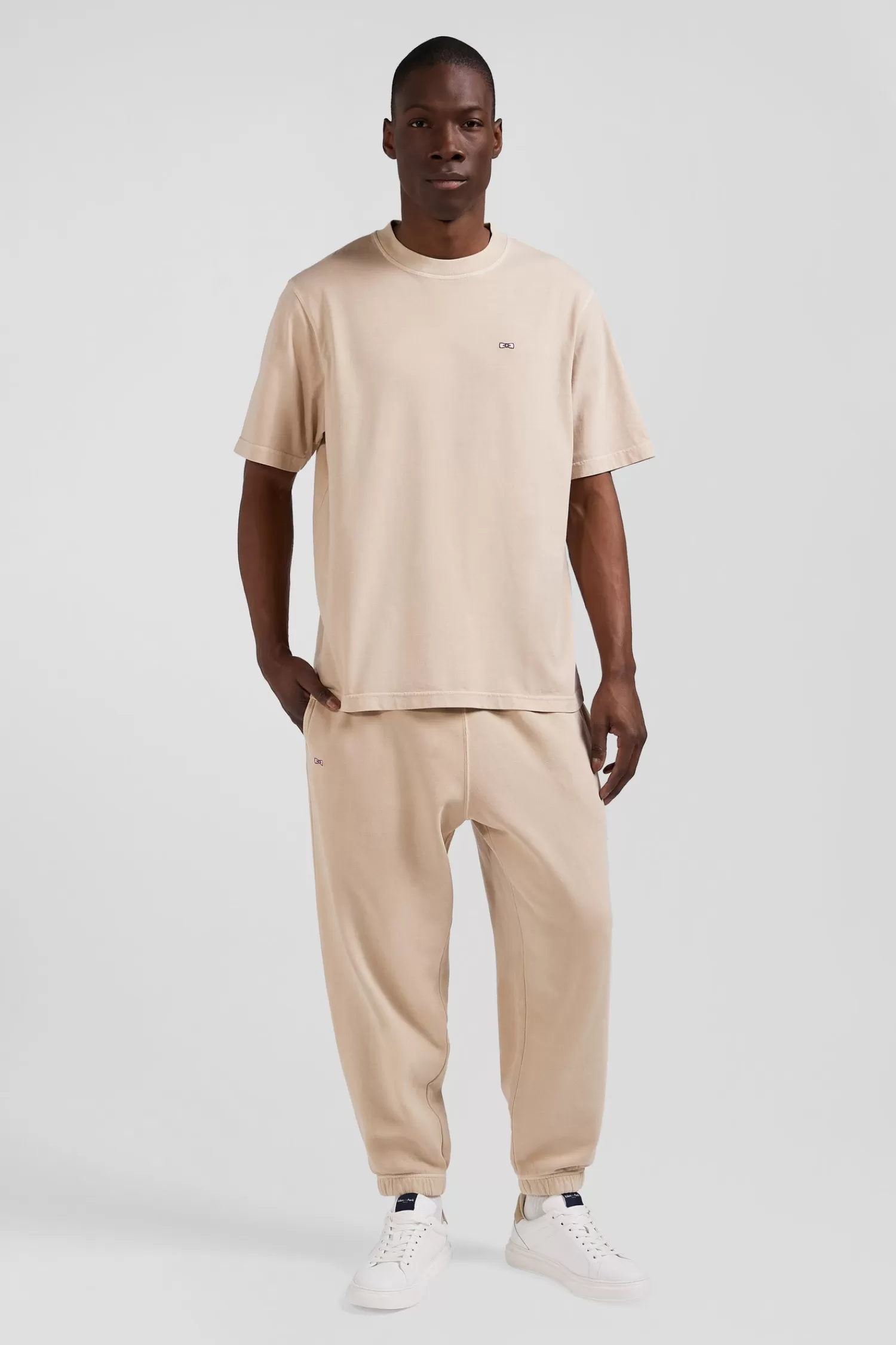 Eden Park Oversize beige unisex short-sleeved T-shirt in overdyed cotton<Women T-shirts | T-shirts