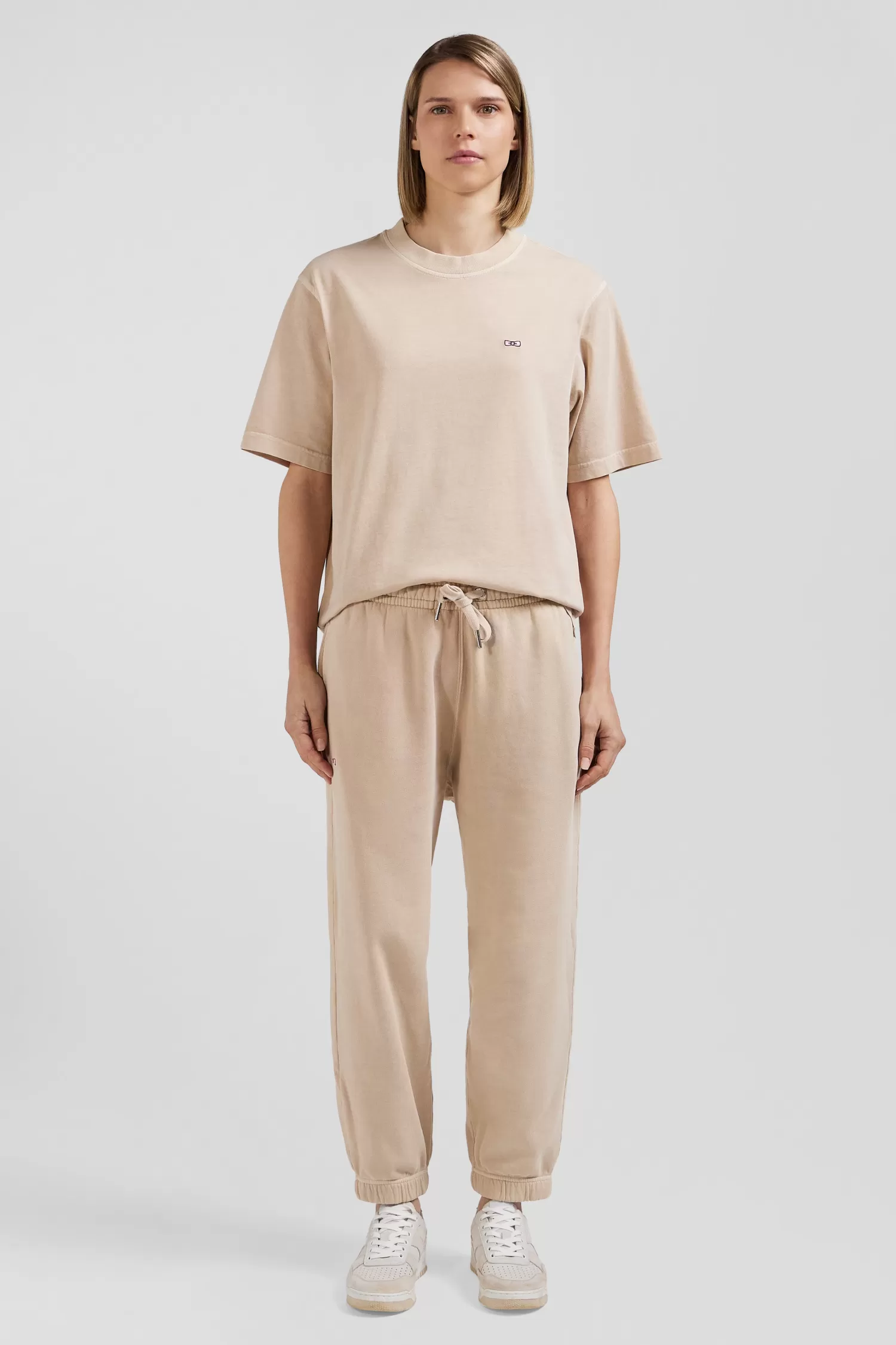 Eden Park Oversize beige unisex short-sleeved T-shirt in overdyed cotton<Women T-shirts | T-shirts