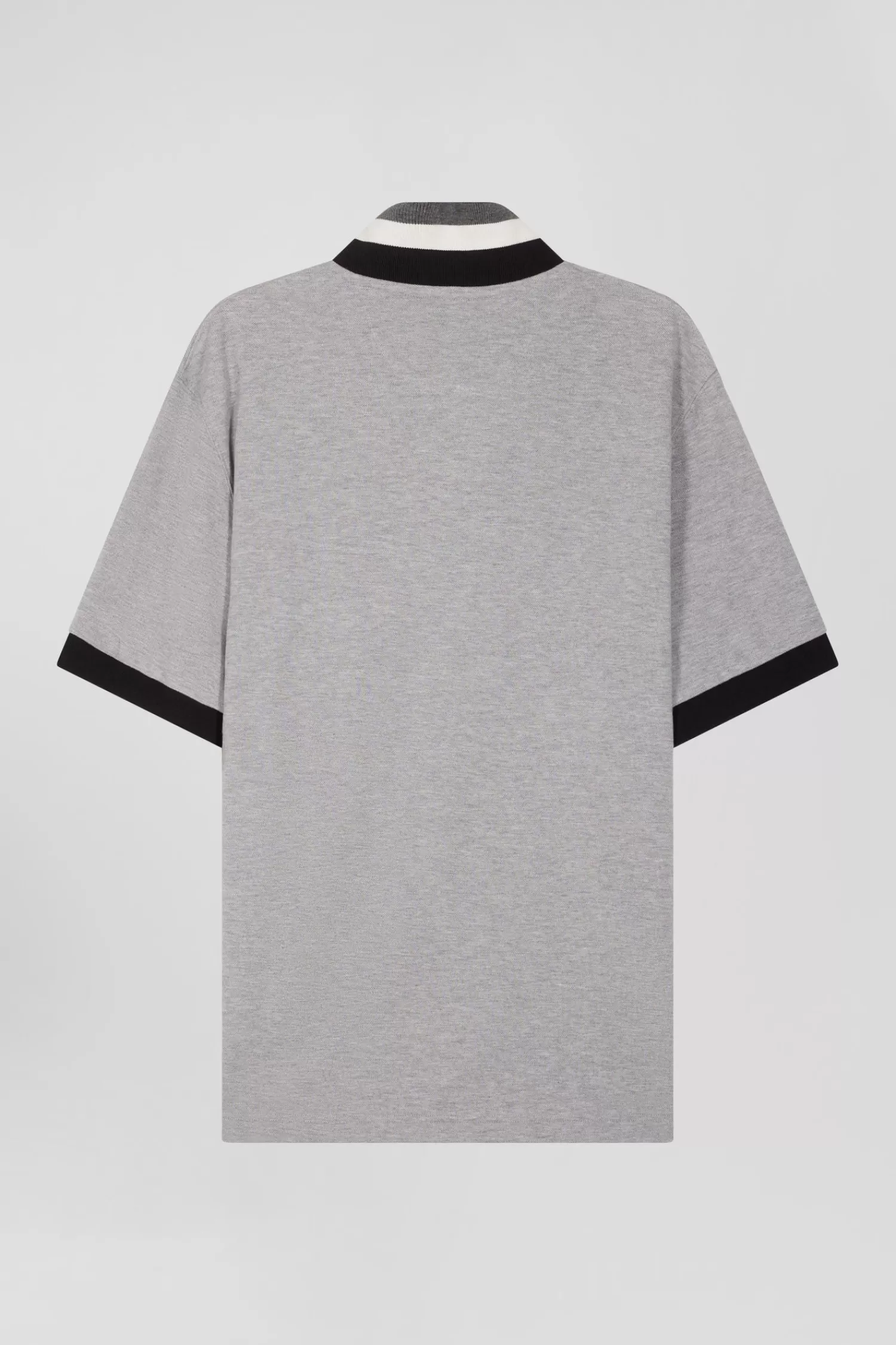 oversize_black_shortsleeved_cotton_piqu_polo_shirt_with_tricolor_details_3.webp Eden Park Oversize black short-sleeved cotton piqué polo shirt with tricolor details< Polos