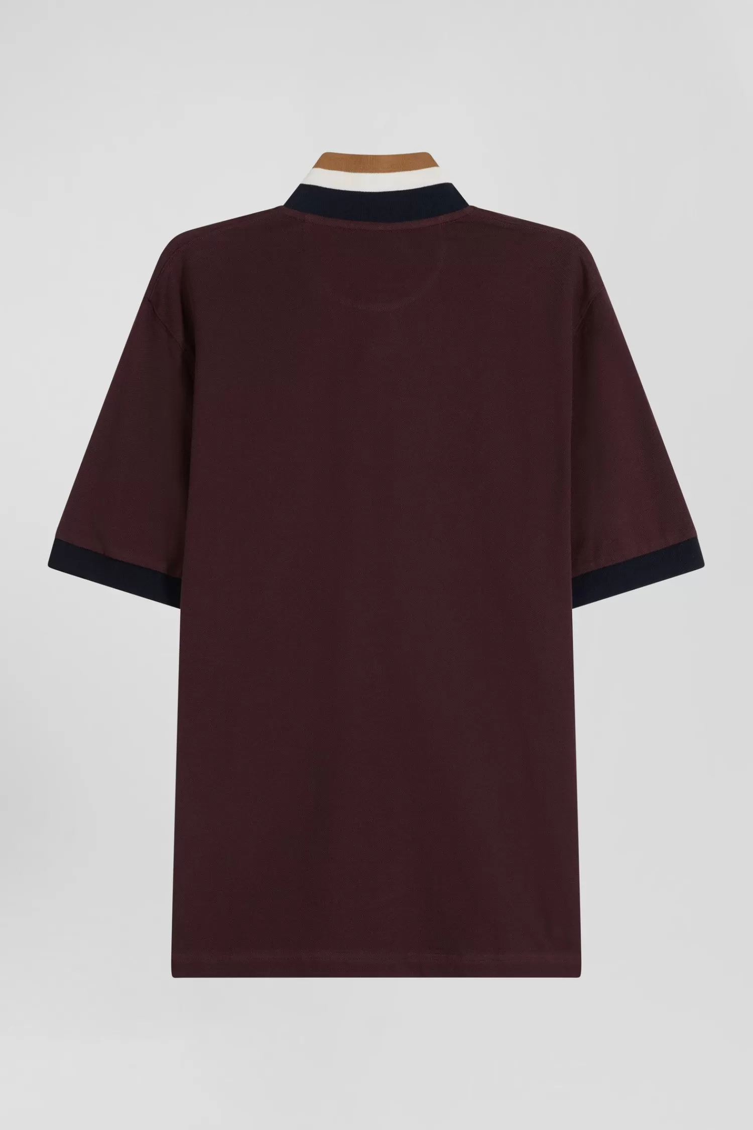 oversize_burgundy_shortsleeved_cotton_piqu_polo_shirt_with_tricolor_details_3.webp Eden Park Oversize burgundy short-sleeved cotton piqué polo shirt with tricolor details< Polos