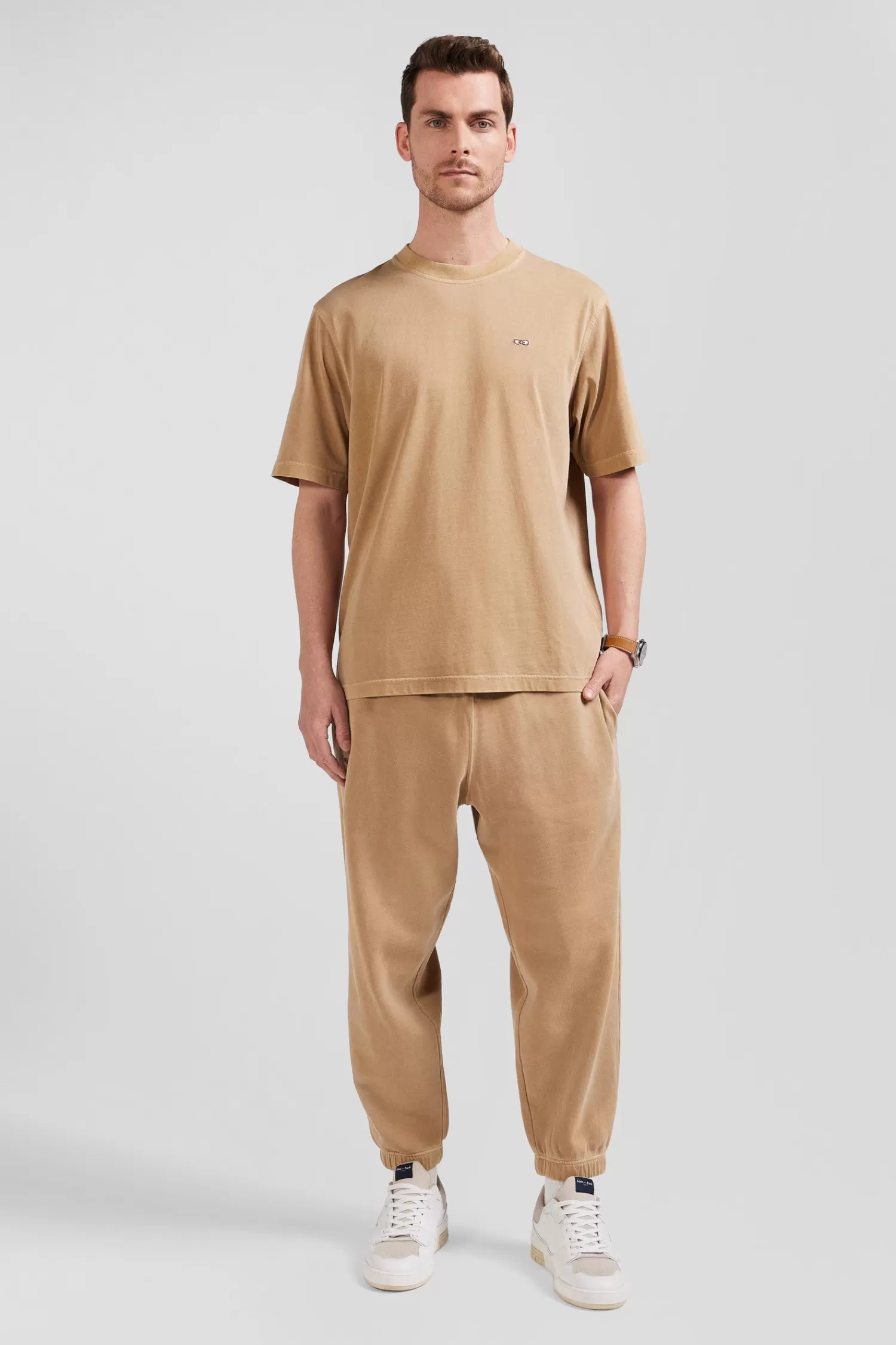 Eden Park Oversize camel unisex short-sleeved T-shirt in overdyed cotton<Women T-shirts | T-shirts