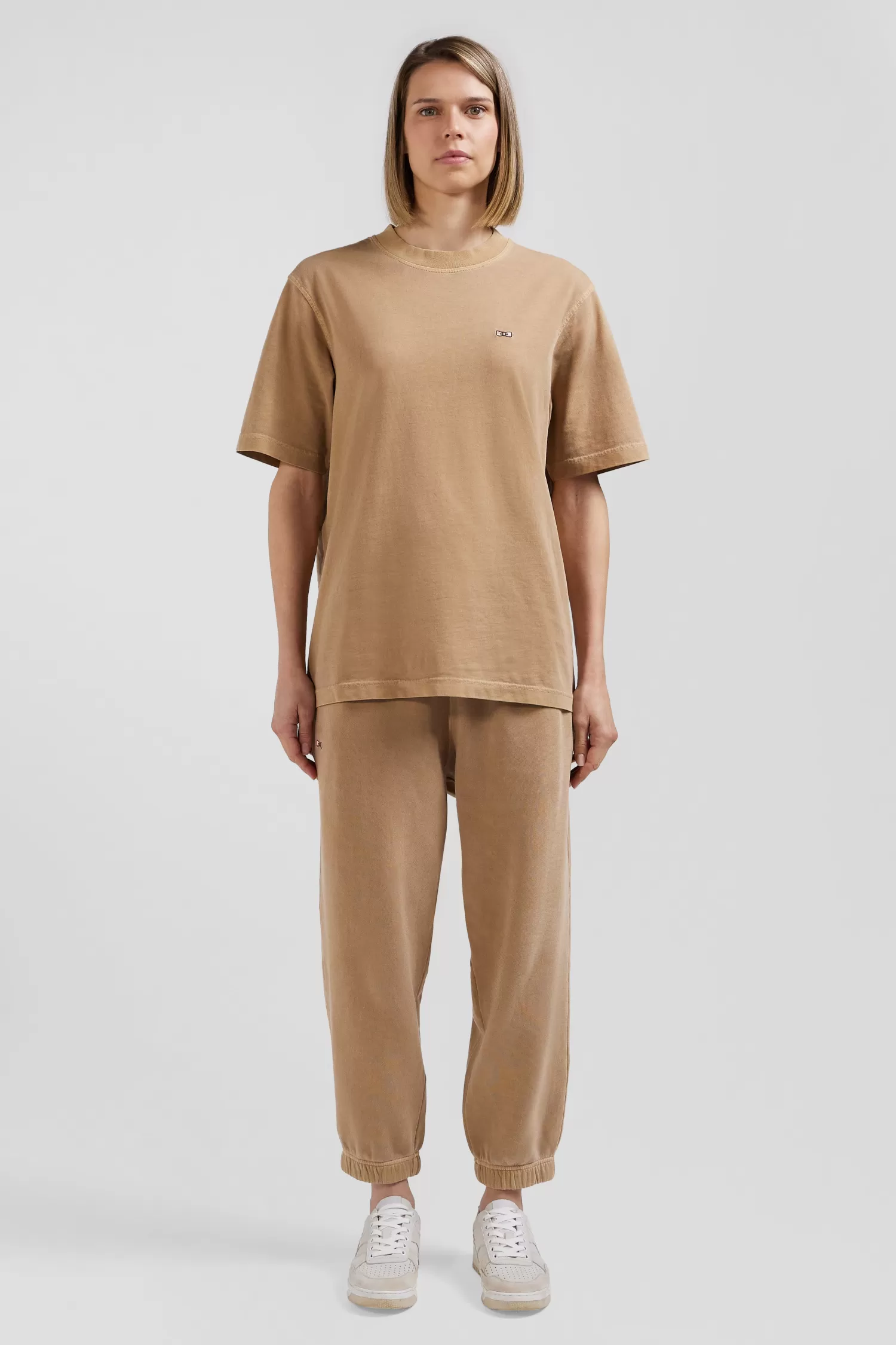 Eden Park Oversize camel unisex short-sleeved T-shirt in overdyed cotton<Women T-shirts | T-shirts