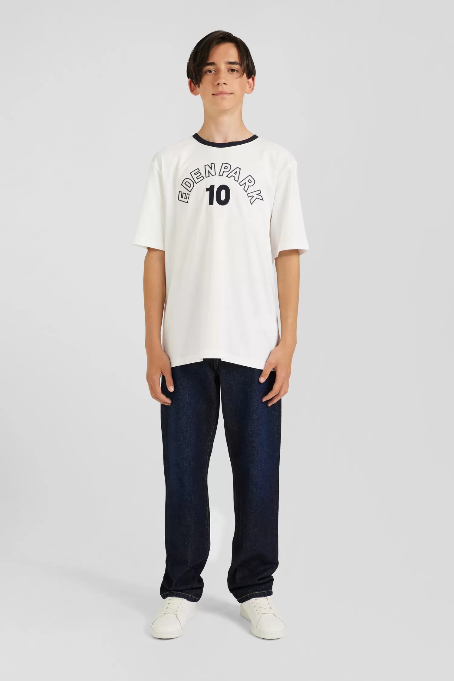 Eden Park Oversize ecru embroidered short-sleeved cotton T-shirt<Kids Kids