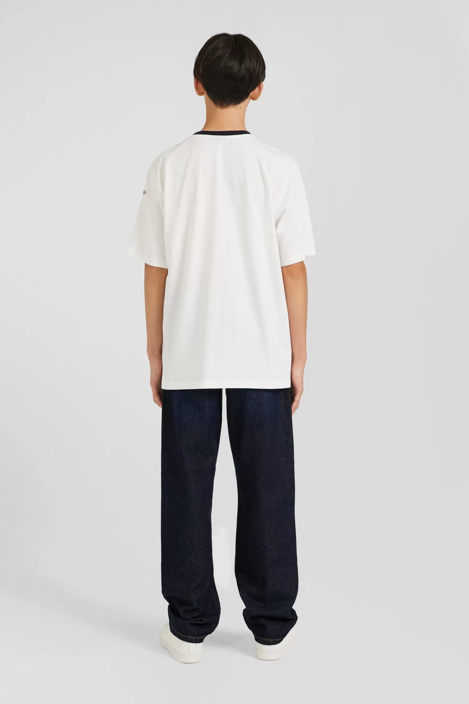 oversize_ecru_embroidered_shortsleeved_cotton_tshirt_5.webp Eden Park Oversize ecru embroidered short-sleeved cotton T-shirt<Kids Kids