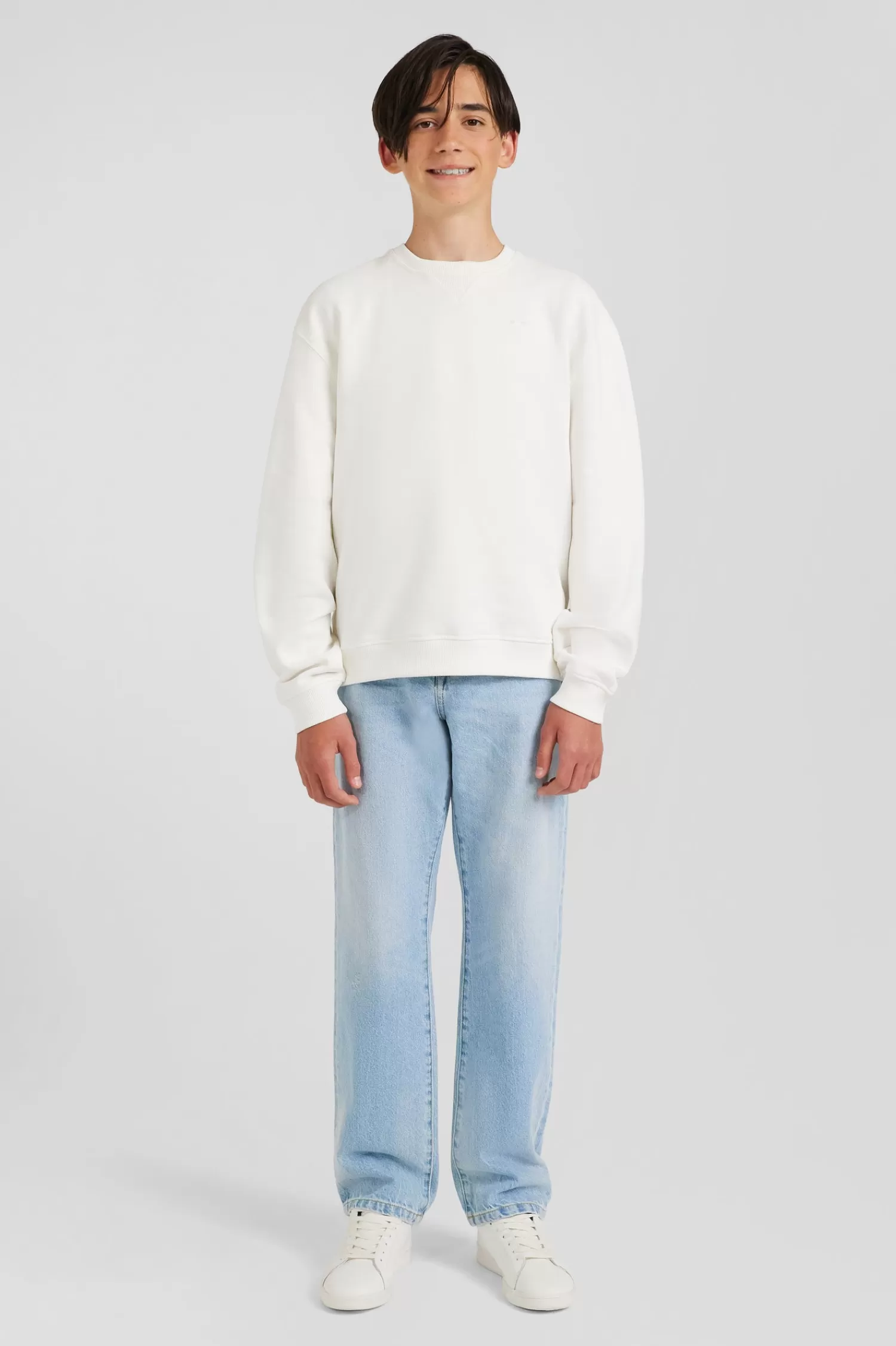 Eden Park Oversize ecru round neck cotton sweatshirt<Kids Kids