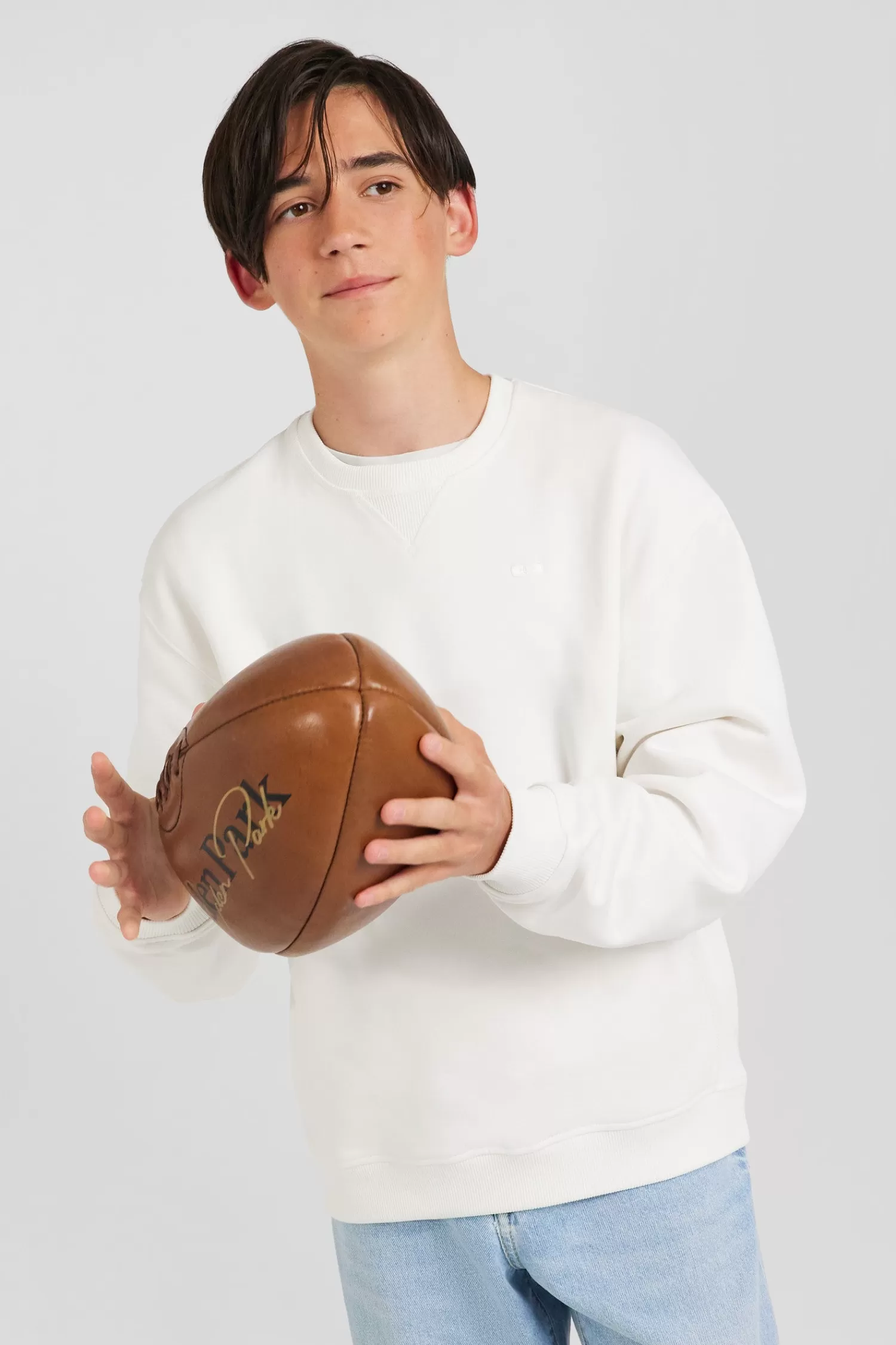 oversize_ecru_round_neck_cotton_sweatshirt_2.webp Eden Park Oversize ecru round neck cotton sweatshirt<Kids Kids