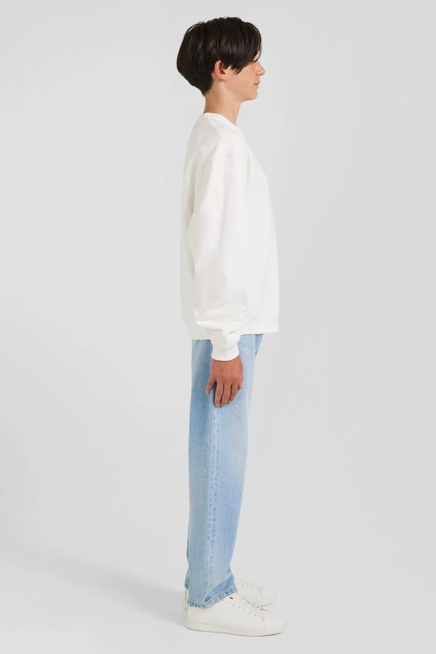 oversize_ecru_round_neck_cotton_sweatshirt_3.webp Eden Park Oversize ecru round neck cotton sweatshirt<Kids Kids