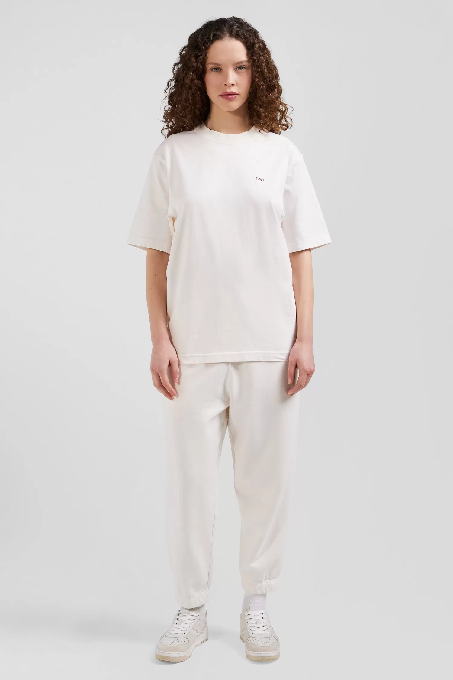 Eden Park Oversize ecru unisex short-sleeved T-shirt in overdyed cotton<Women T-shirts | T-shirts