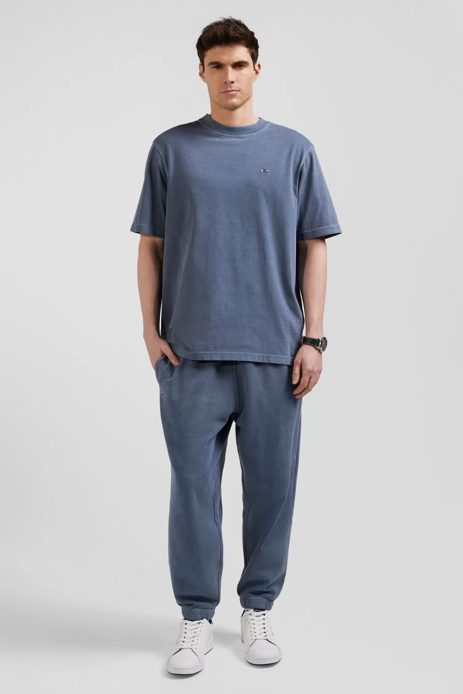 Eden Park Oversize grey unisex short-sleeved T-shirt in overdyed cotton<Women T-shirts | T-shirts