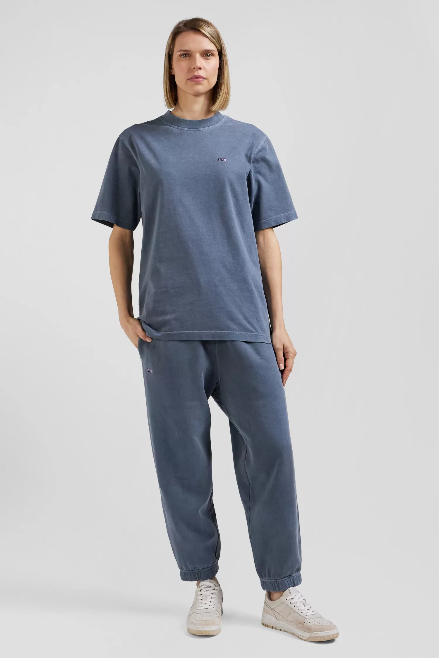 Eden Park Oversize grey unisex short-sleeved T-shirt in overdyed cotton<Women T-shirts | T-shirts