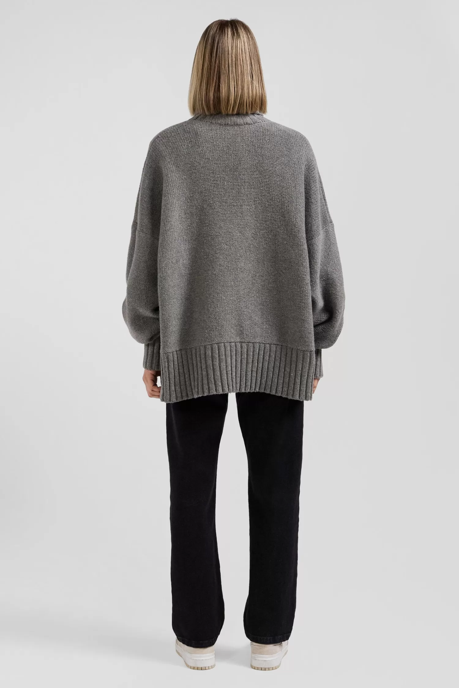 oversize_grey_wool_blend_turtleneck_jumper_5.webp Eden Park Oversize grey wool blend turtleneck jumper<Women Sweaters