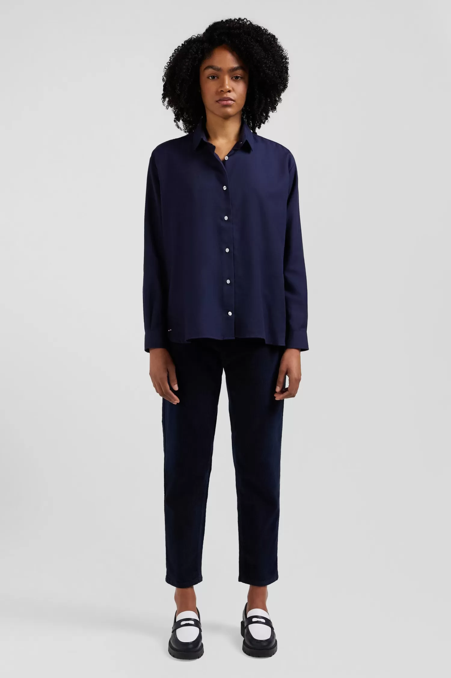Eden Park Oversize indigo cotton and cashmere shirt<Women Shirts | Shirts