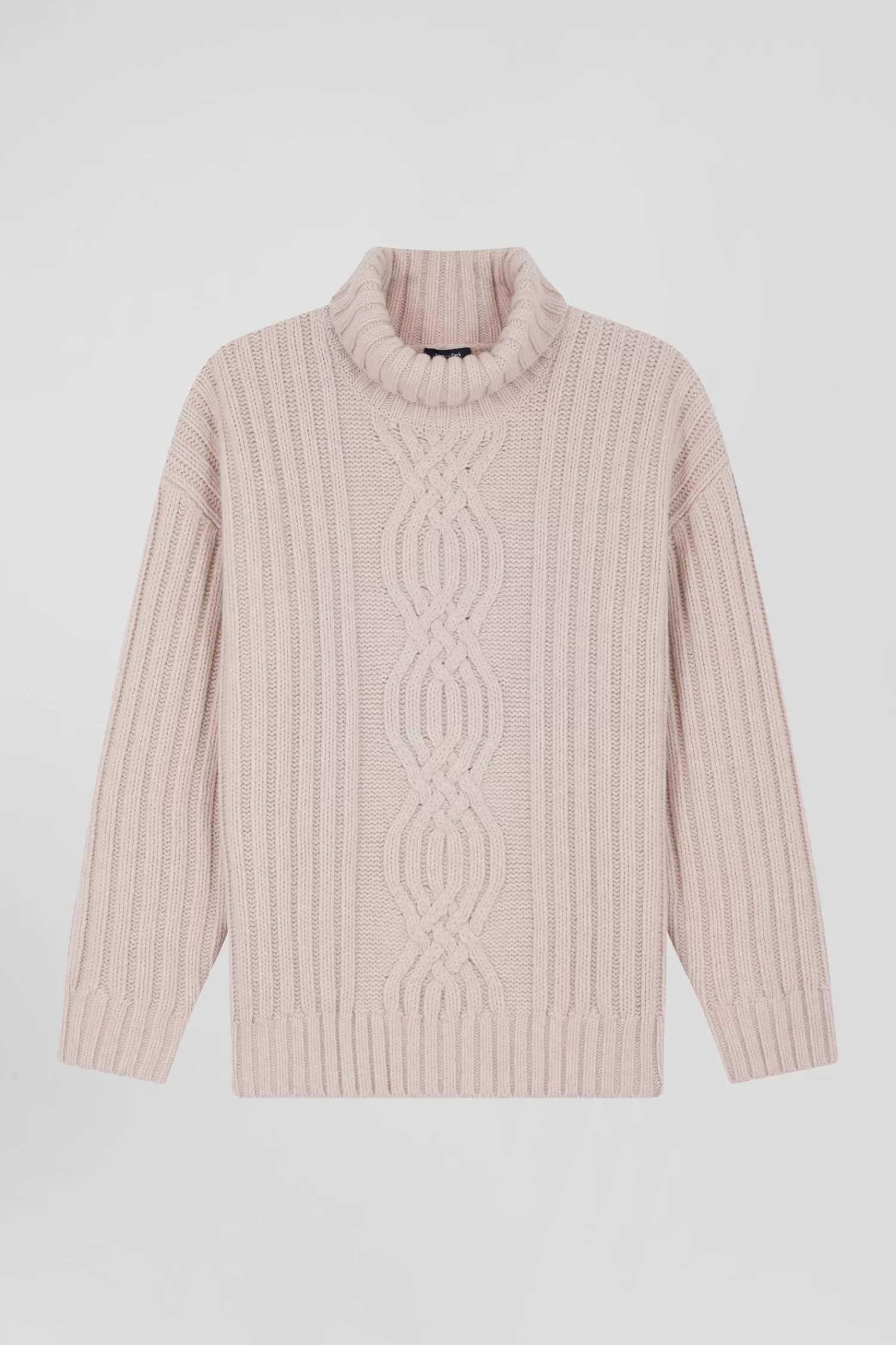 Eden Park Oversize ivory wool blend high neck jumper with bow effect<Women Sweaters