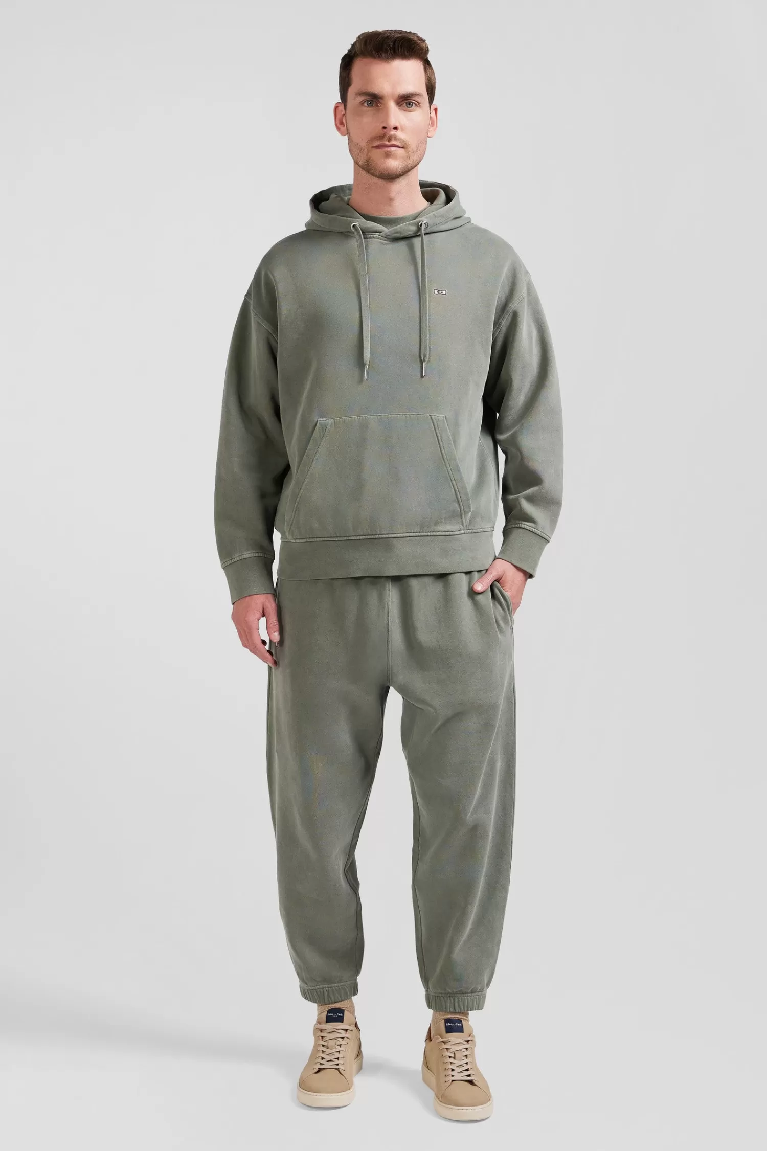 Eden Park Oversize khaki unisex dyed cotton fleece hoodie<Women Sweatshirts | Sweatshirts