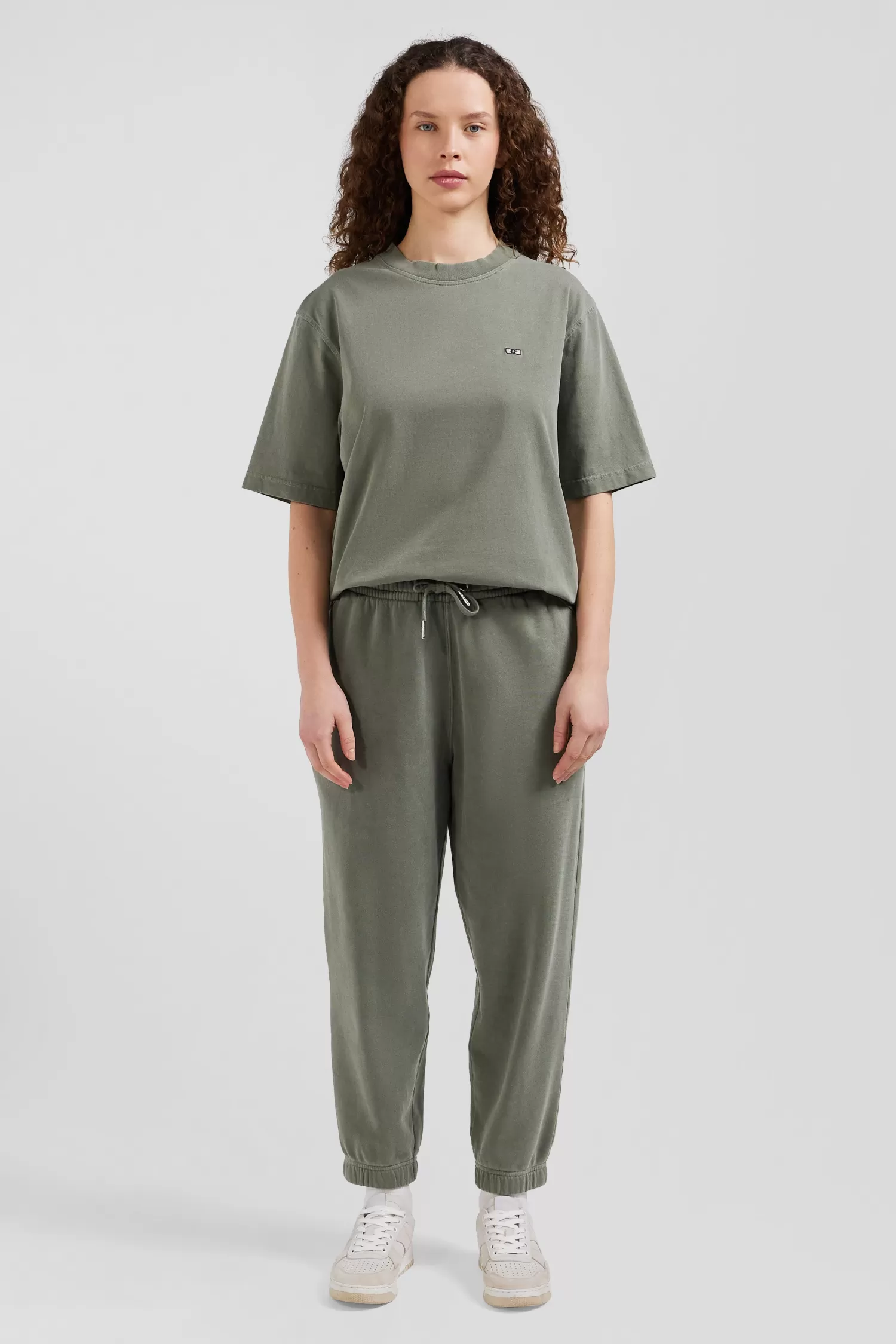 Eden Park Oversize khaki unisex short-sleeved T-shirt in overdyed cotton<Women T-shirts | T-shirts