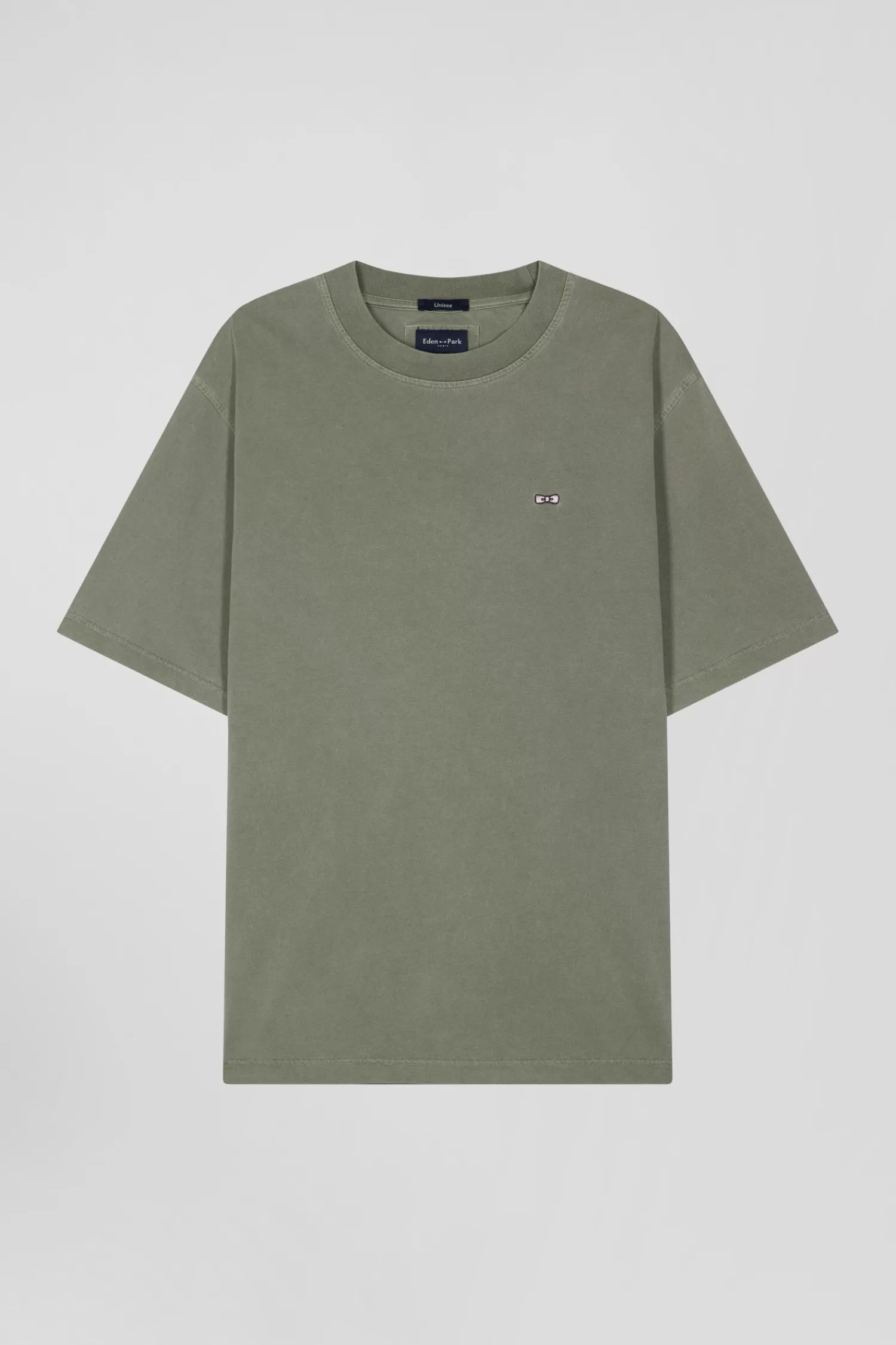 oversize_khaki_unisex_shortsleeved_tshirt_in_overdyed_cotton_2.webp Eden Park Oversize khaki unisex short-sleeved T-shirt in overdyed cotton<Women T-shirts | T-shirts