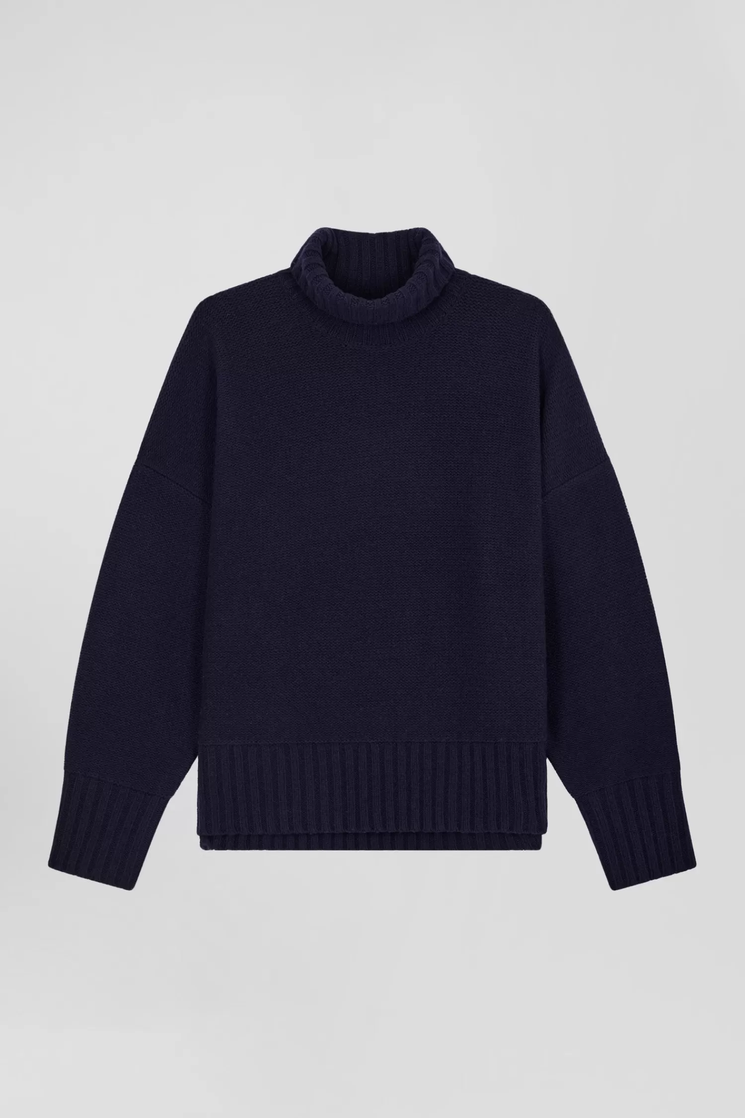 Eden Park Oversize navy blue wool blend turtleneck jumper<Women Sweaters