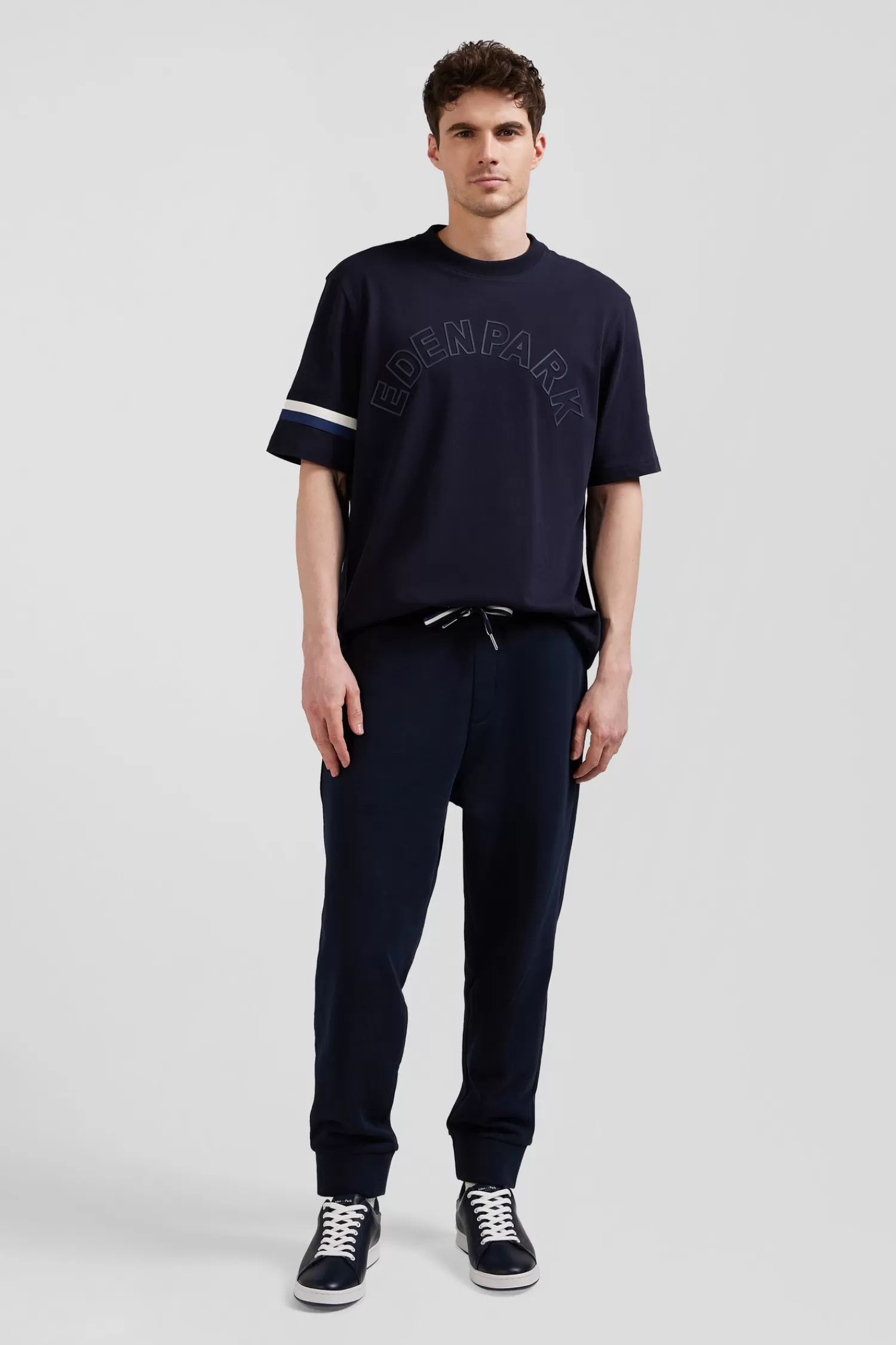 Eden Park Oversize navy short-sleeved cotton T-shirt with print< T-shirts