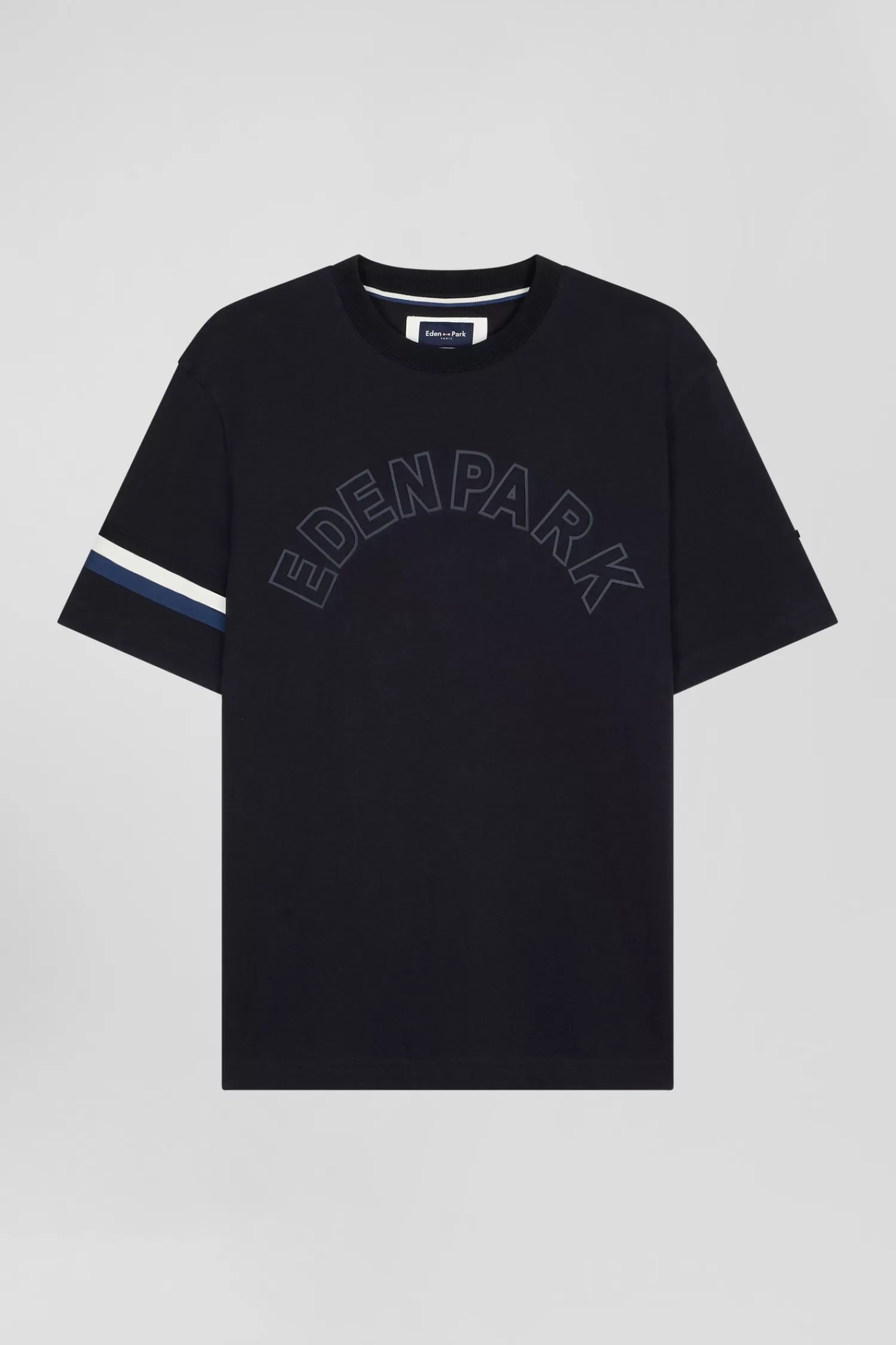 Eden Park Oversize navy short-sleeved cotton T-shirt with print< T-shirts