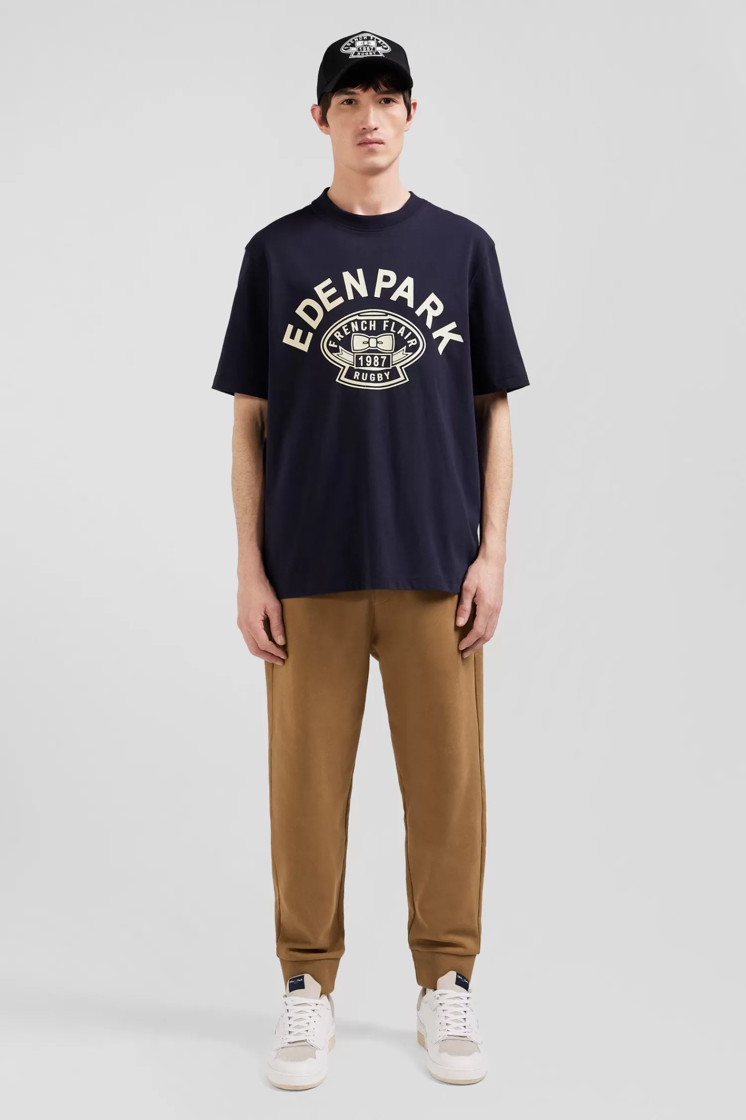 Eden Park Oversize navy short-sleeved cotton T-shirt with Rugby print< T-shirts
