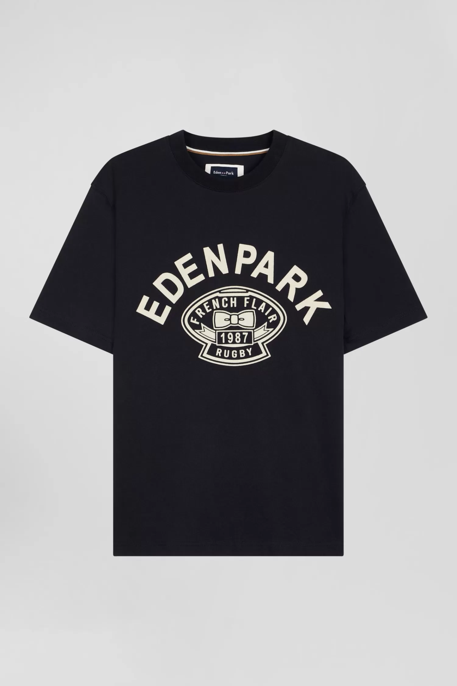 Eden Park Oversize navy short-sleeved cotton T-shirt with Rugby print< T-shirts