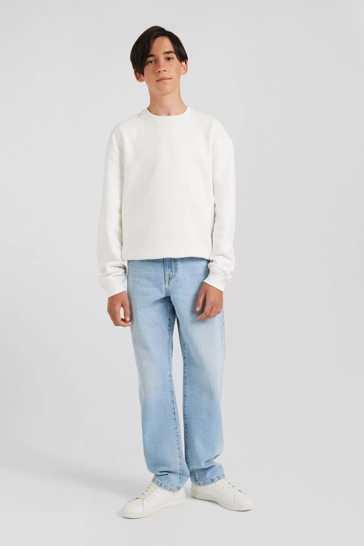 oversize_sky_blue_cotton_denim_jeans_2.webp Eden Park Oversize sky blue cotton denim jeans<Kids Kids