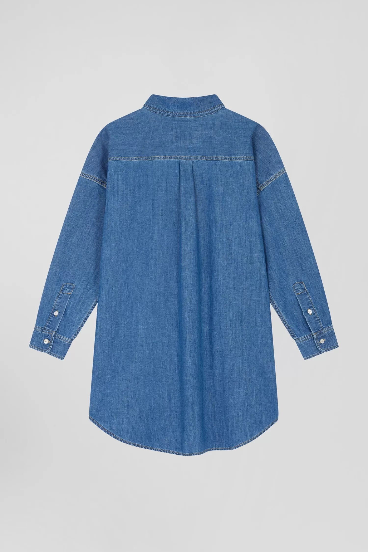 oversize_sky_blue_cotton_shirt_with_patch_pocket_3.webp Eden Park Oversize sky blue cotton shirt with patch pocket<Women Shirts | Shirts