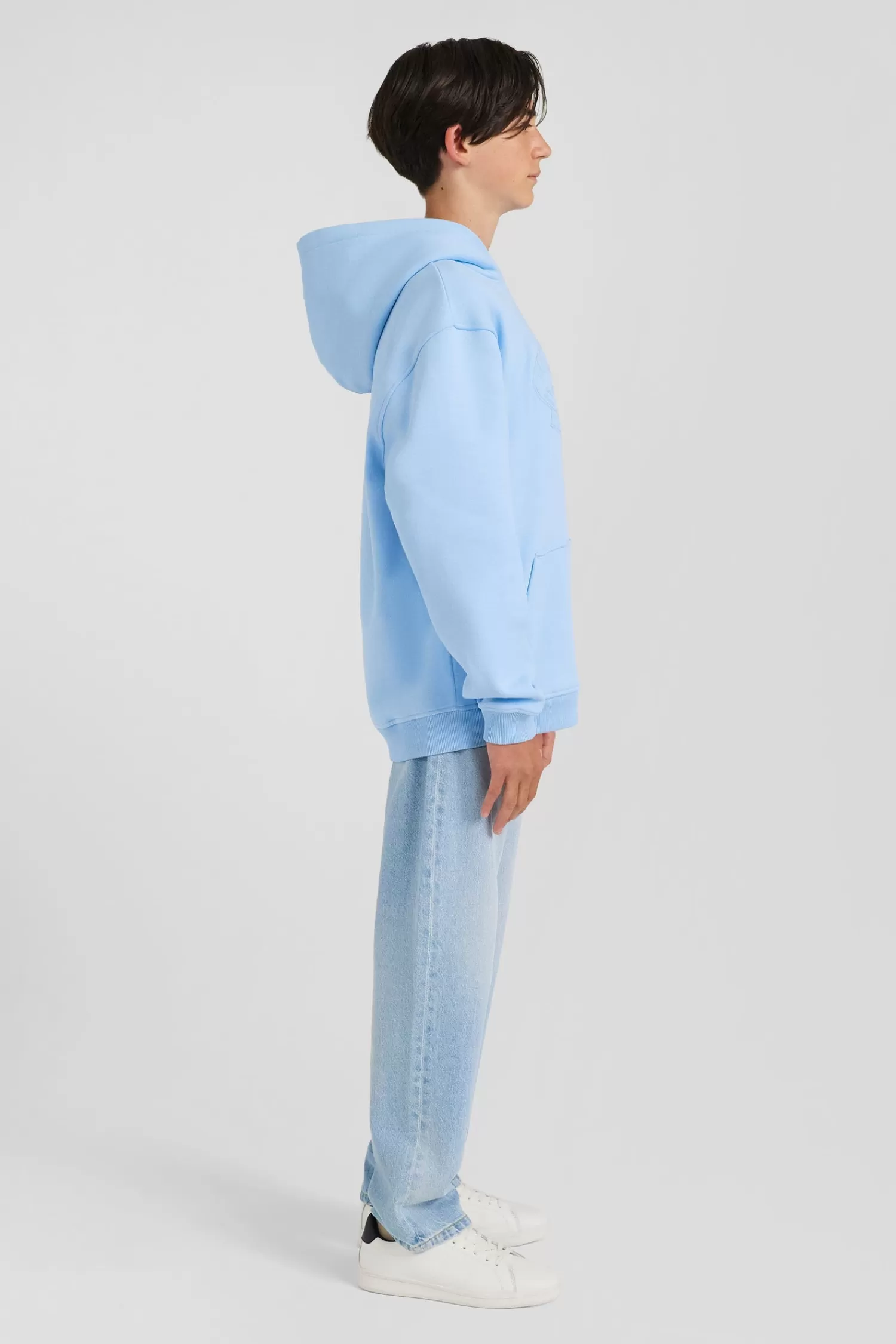 oversize_sky_blue_embroidered_cotton_blend_hoodie_3.webp Eden Park Oversize sky blue embroidered cotton blend hoodie<Kids Kids