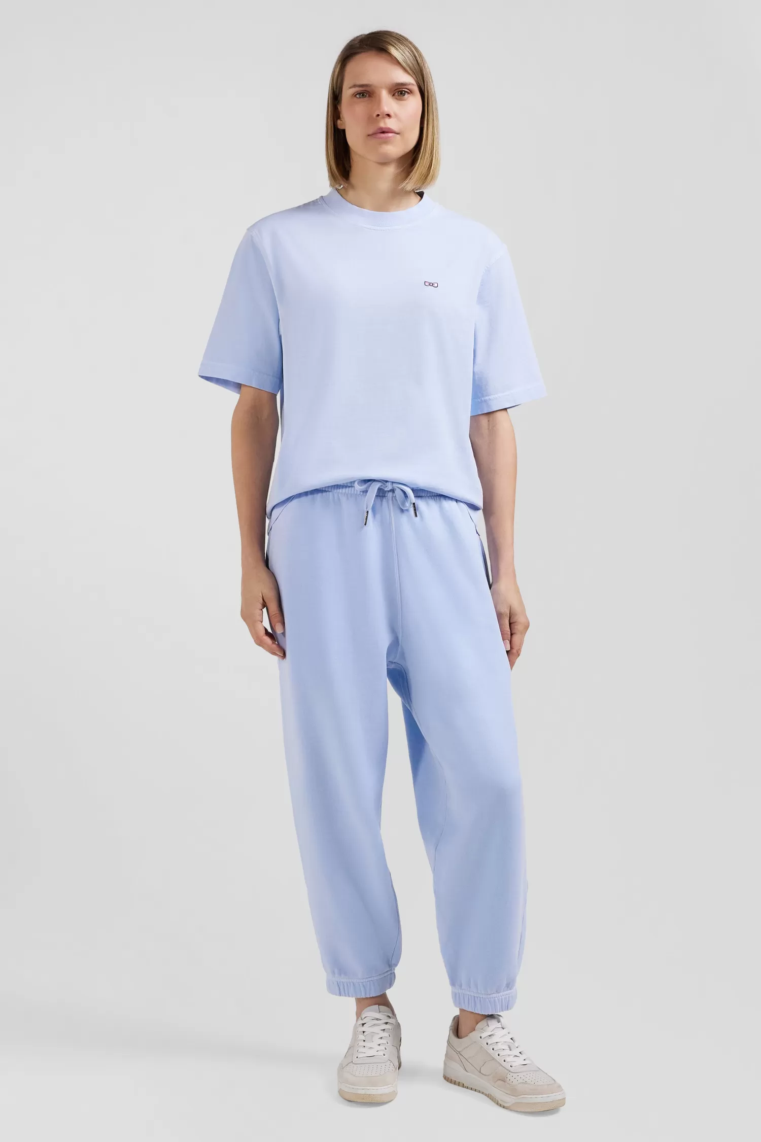 Eden Park Oversize sky blue unisex short-sleeved T-shirt in overdyed cotton<Women T-shirts | T-shirts