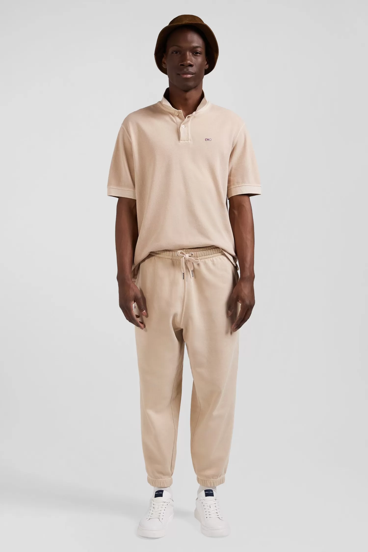 Eden Park Oversized beige unisex short-sleeved cotton piqué polo shirt<Women Polos | Polos