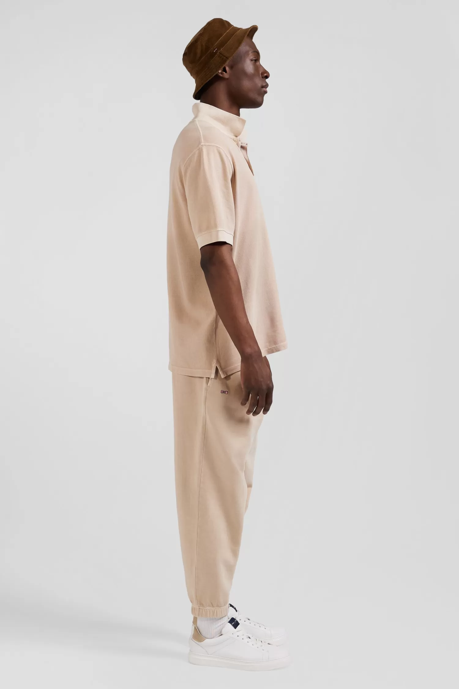 oversized_beige_unisex_shortsleeved_cotton_piqu_polo_shirt_6.webp Eden Park Oversized beige unisex short-sleeved cotton piqué polo shirt<Women Polos | Polos