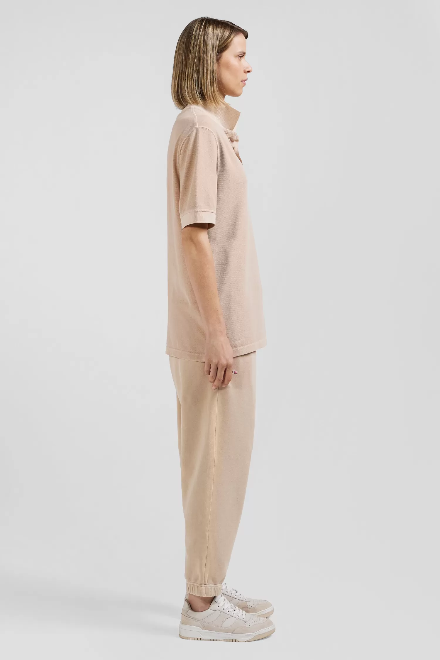 oversized_beige_unisex_shortsleeved_cotton_piqu_polo_shirt_7.webp Eden Park Oversized beige unisex short-sleeved cotton piqué polo shirt<Women Polos | Polos